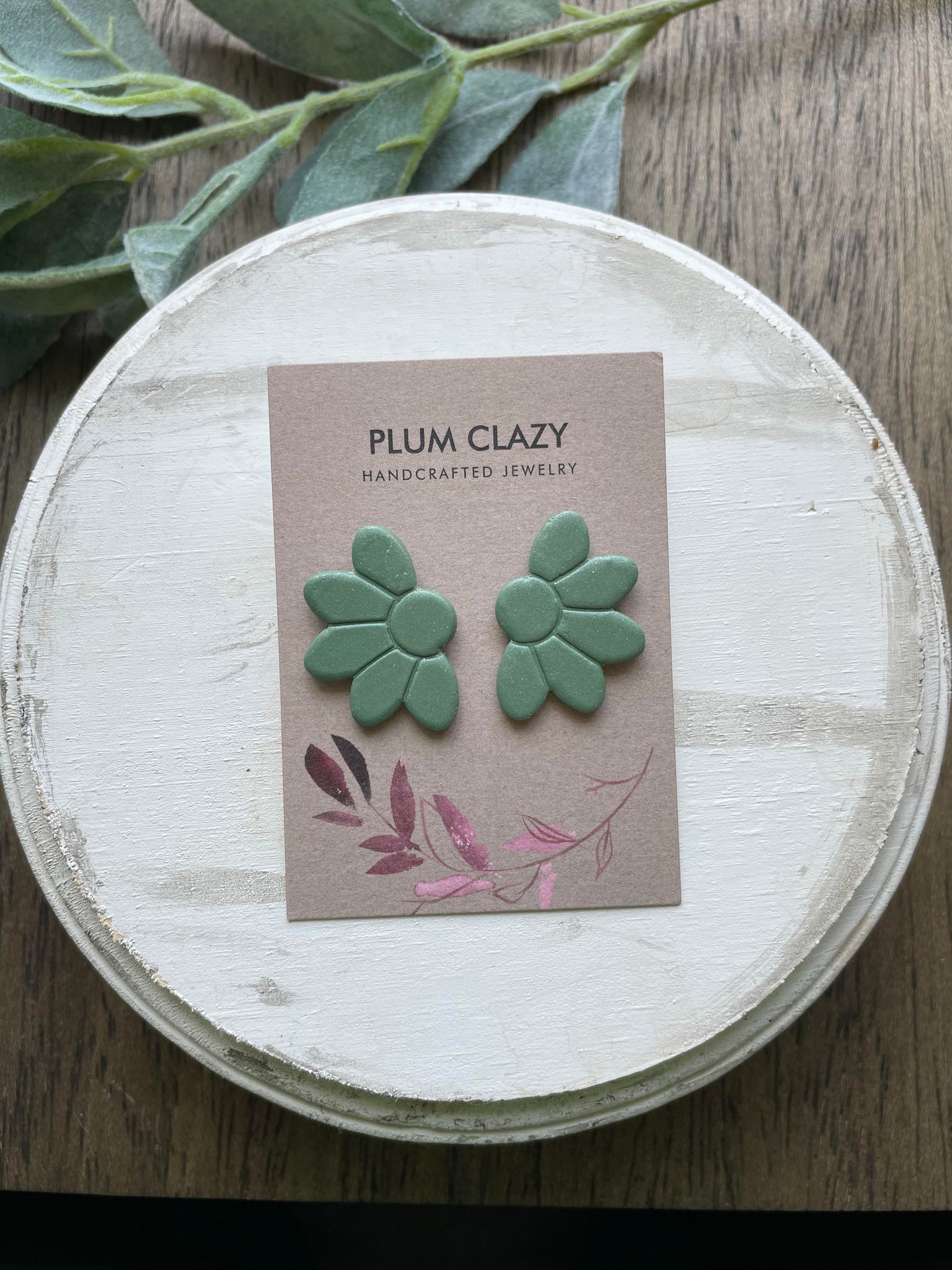 Green Flower Studs