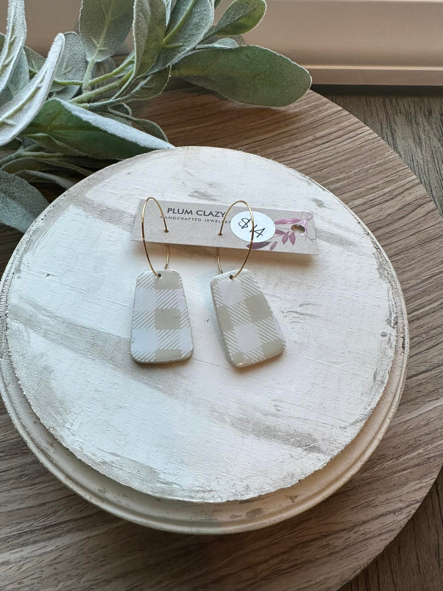 Buffalo check hoop dangles