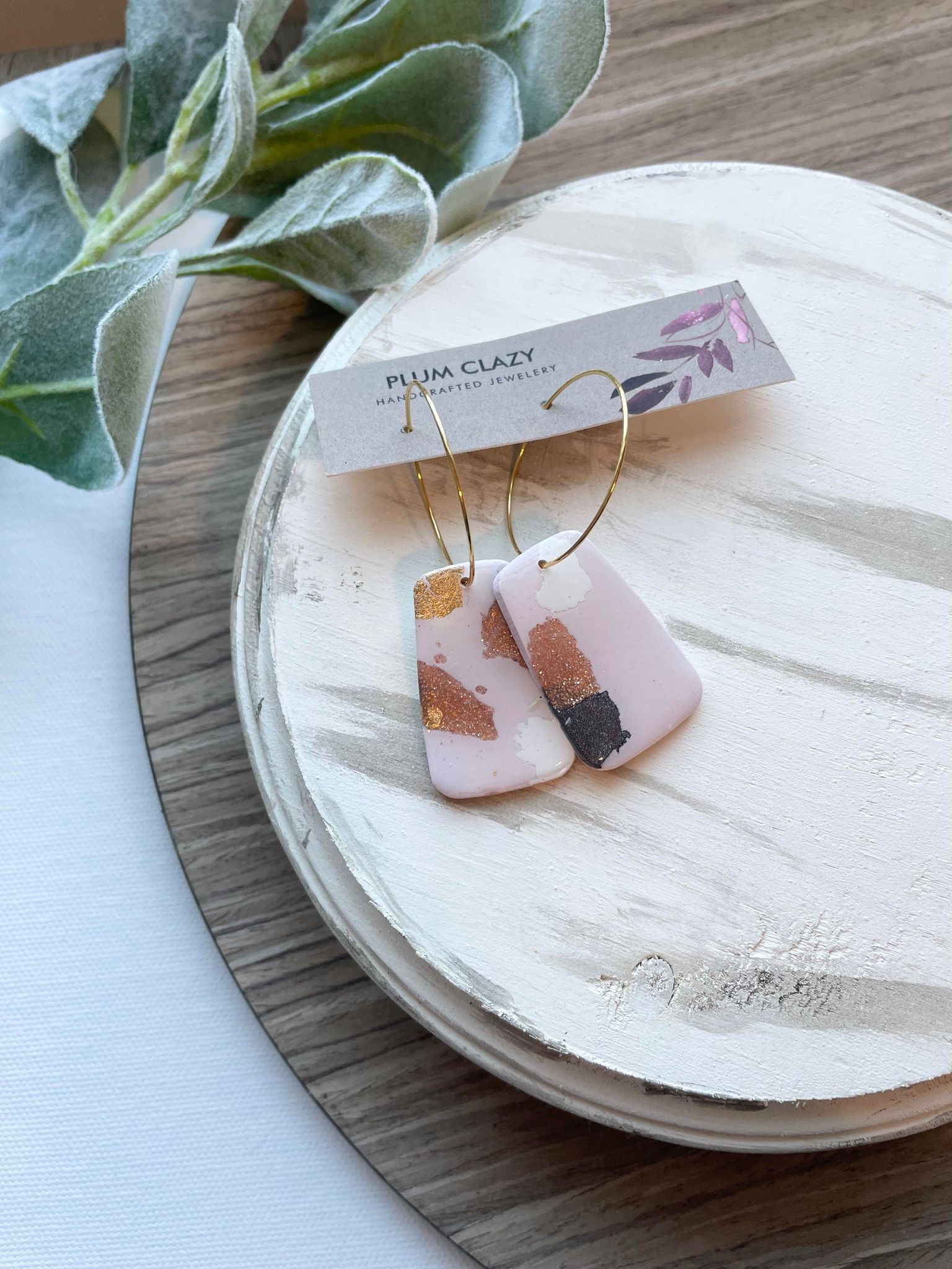 Pink and Gold Dangle on Hoop