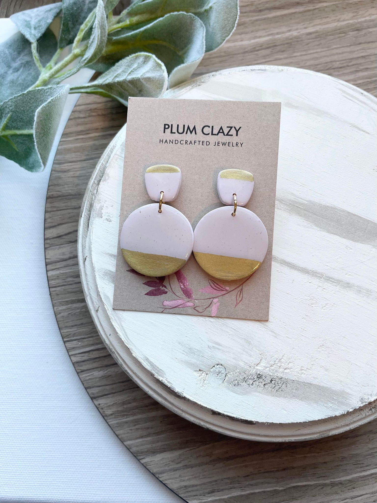 Neutral and Gold Circle Dangle