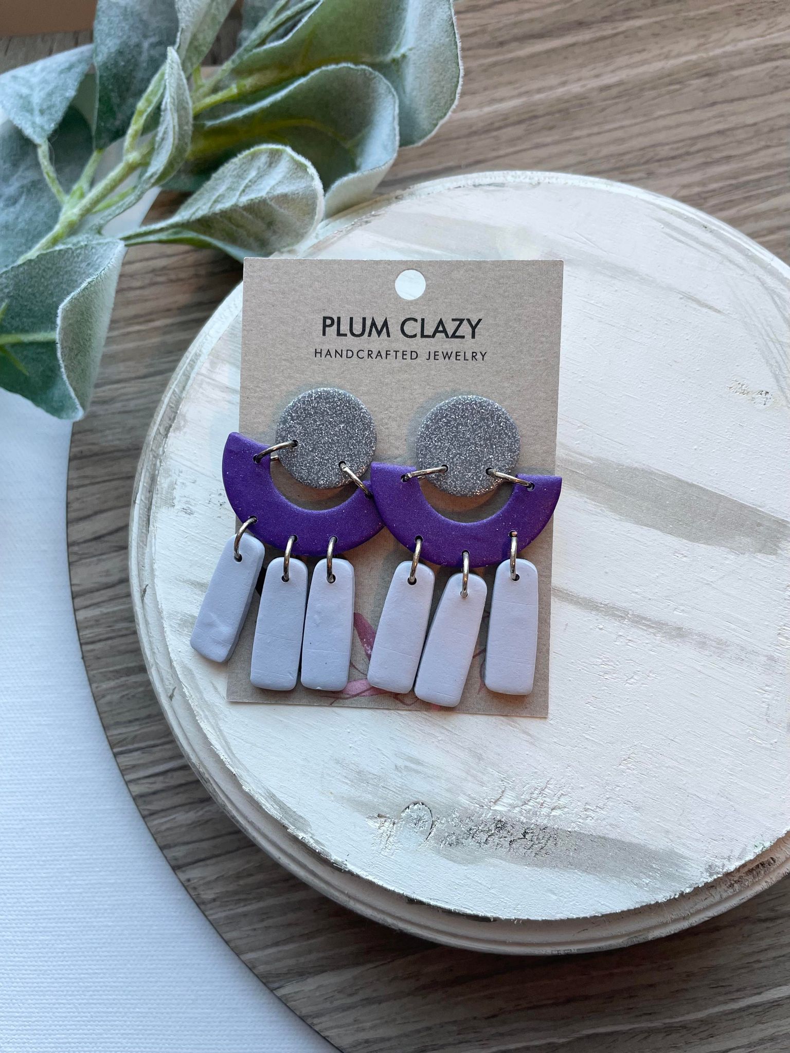 Purple and Silver Statement Dangle