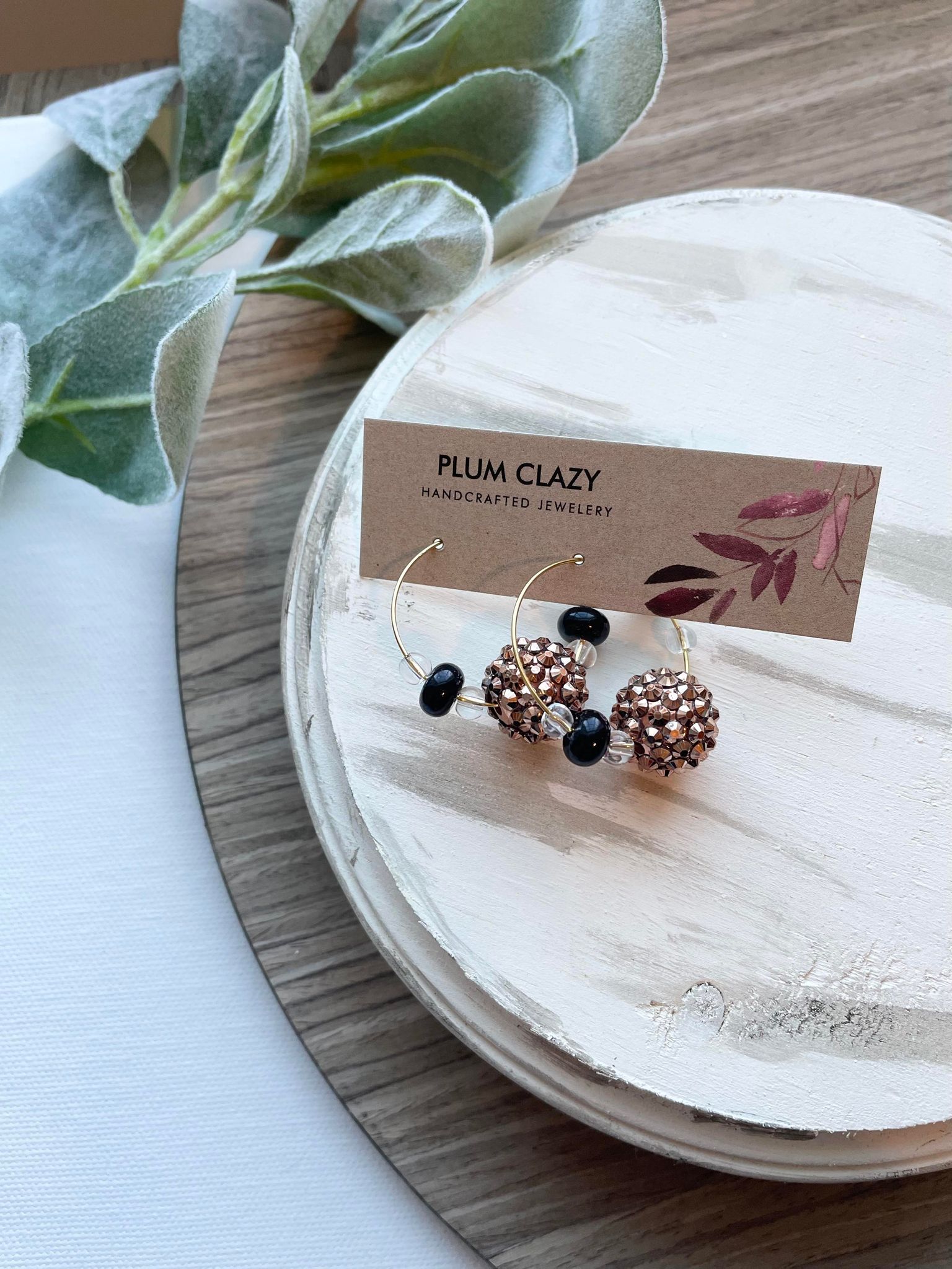 Sparkle Rose Gold and Black on Hoop