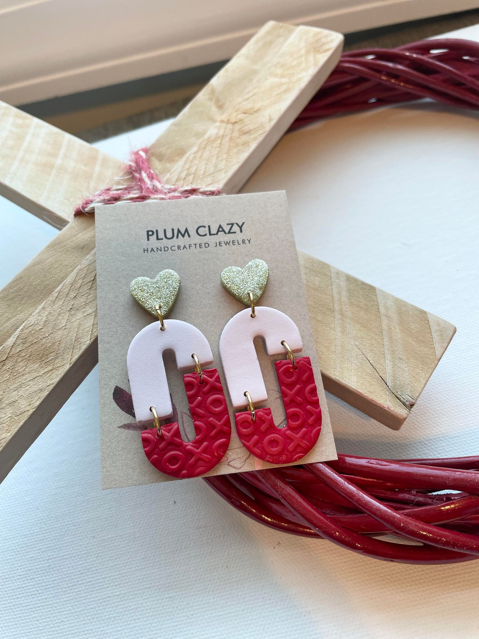 Half Pink and Red Valentine's Dangle