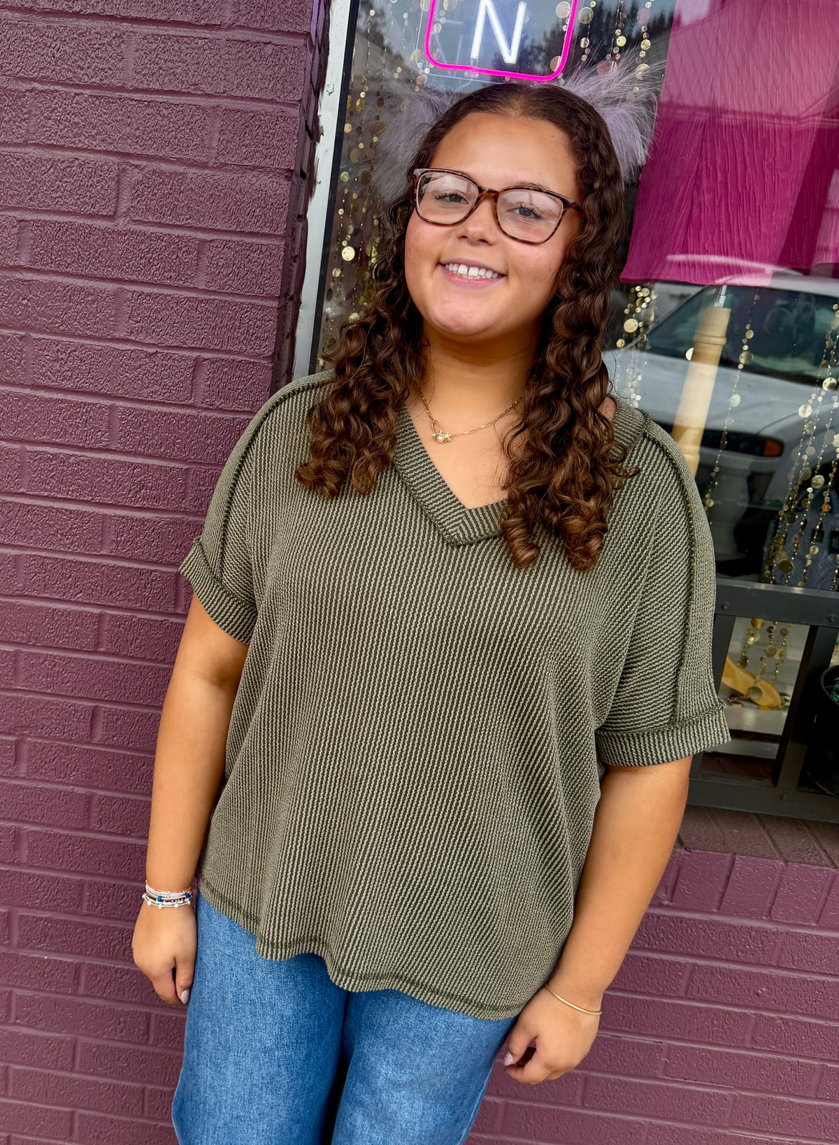 V-neck Ribbed Tee