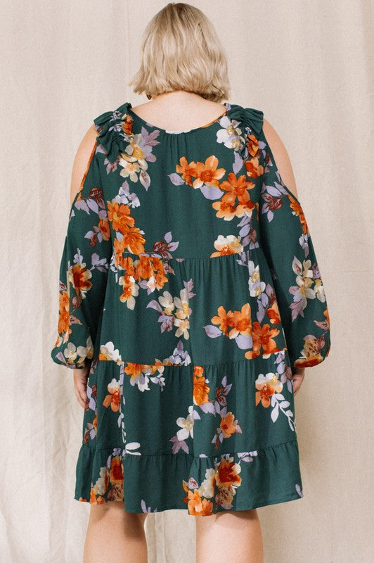 Floral Open Shoulder Dress