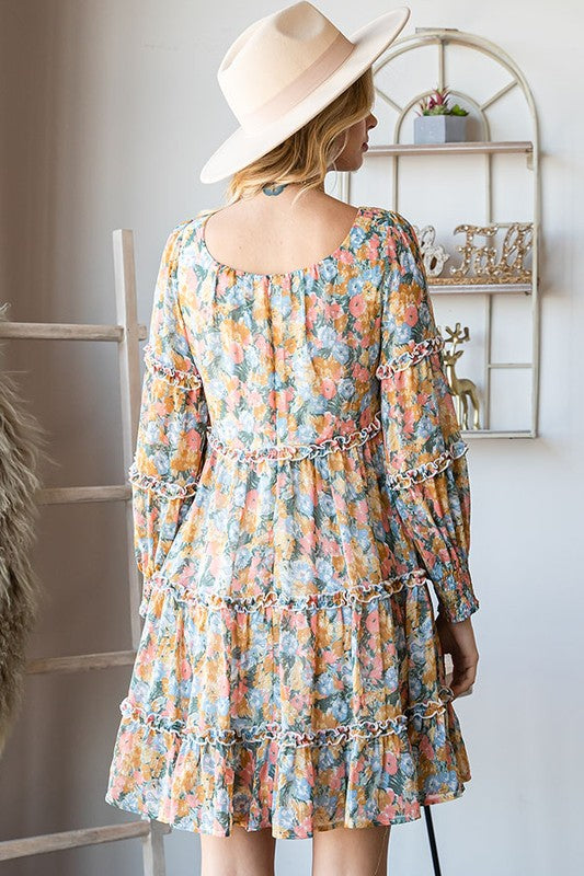 Fall Floral Tiered Dress