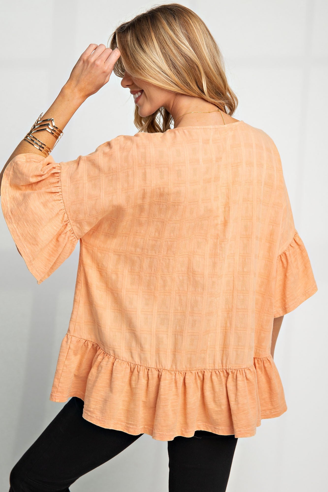 Washed Peplum Blouse