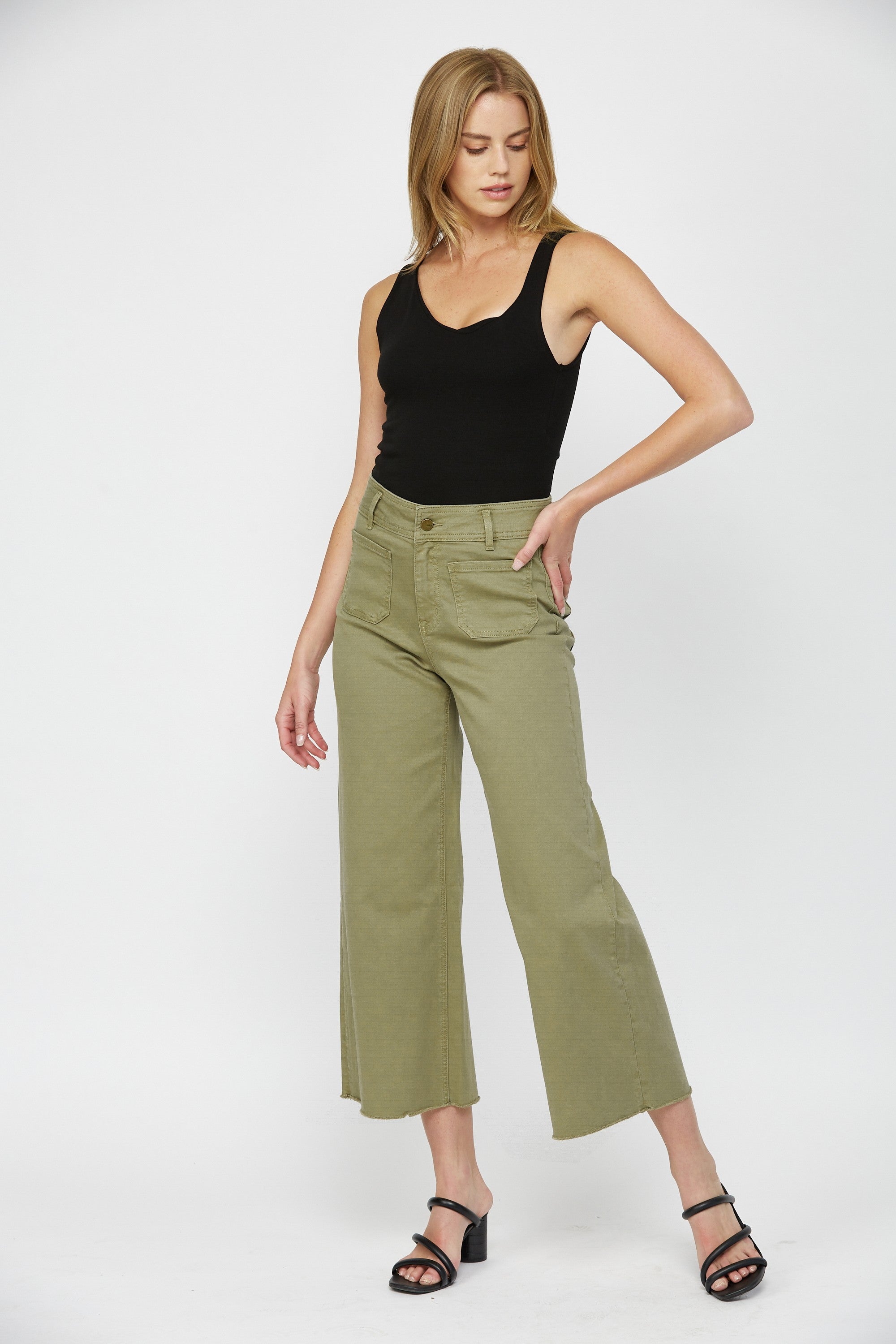 Mica Olive Cropped Jeans