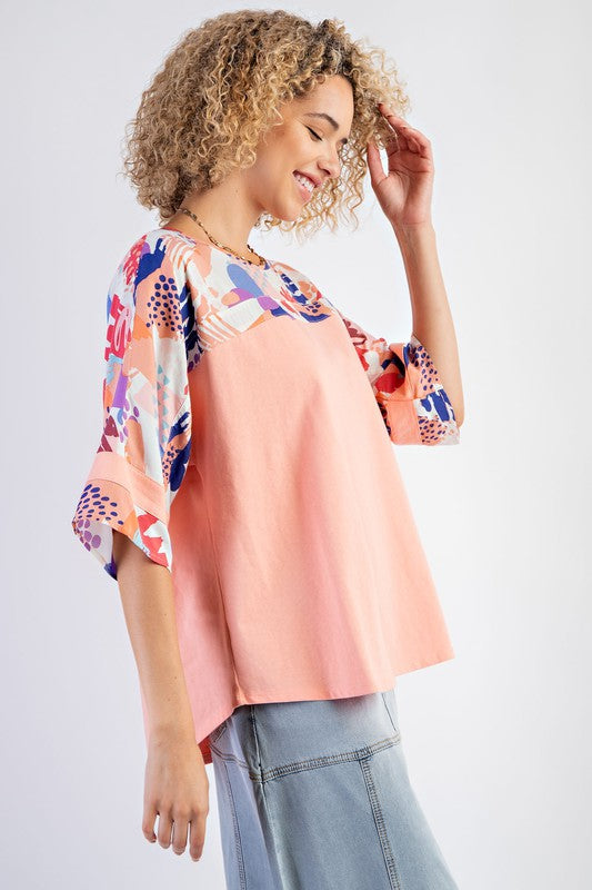 Coral Abstract Top