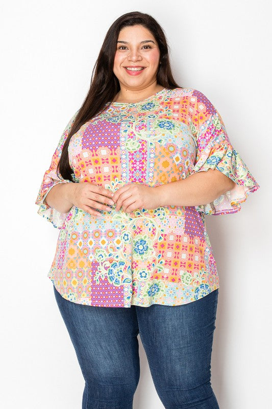 Multi-Color Ruffle Blouse
