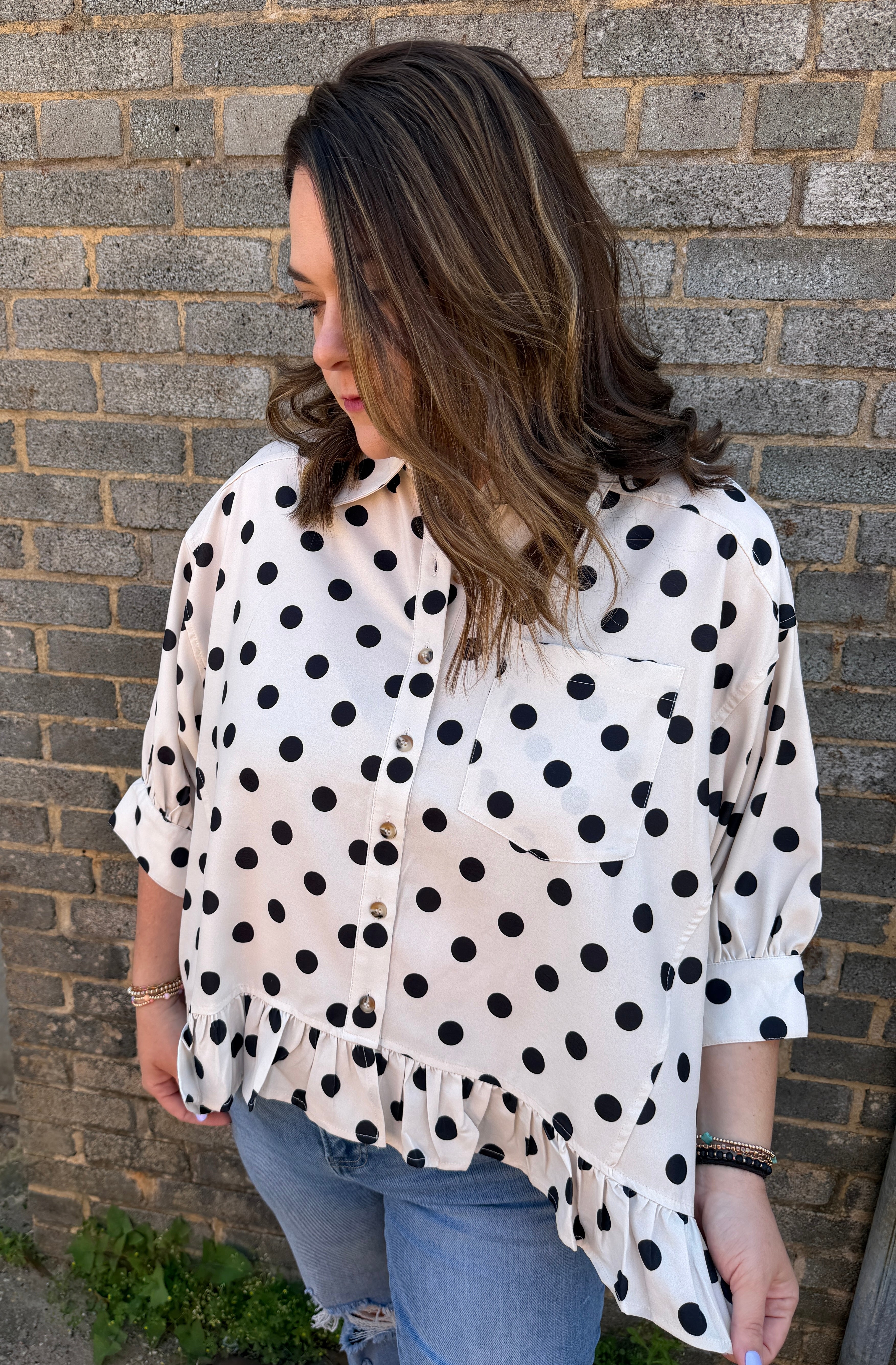 Polka Dot Peplum Blouse