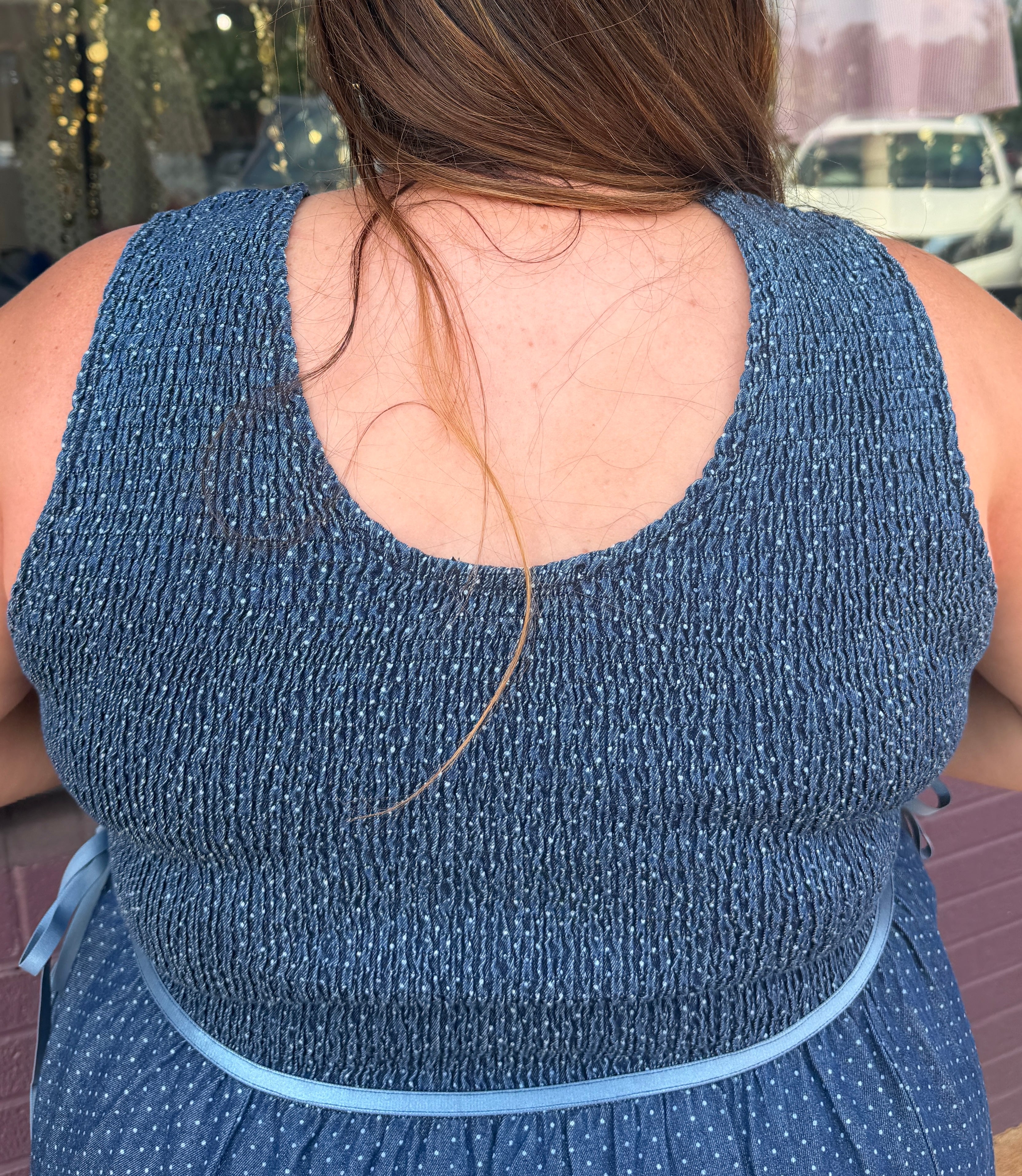Denim Polka Dot Dress