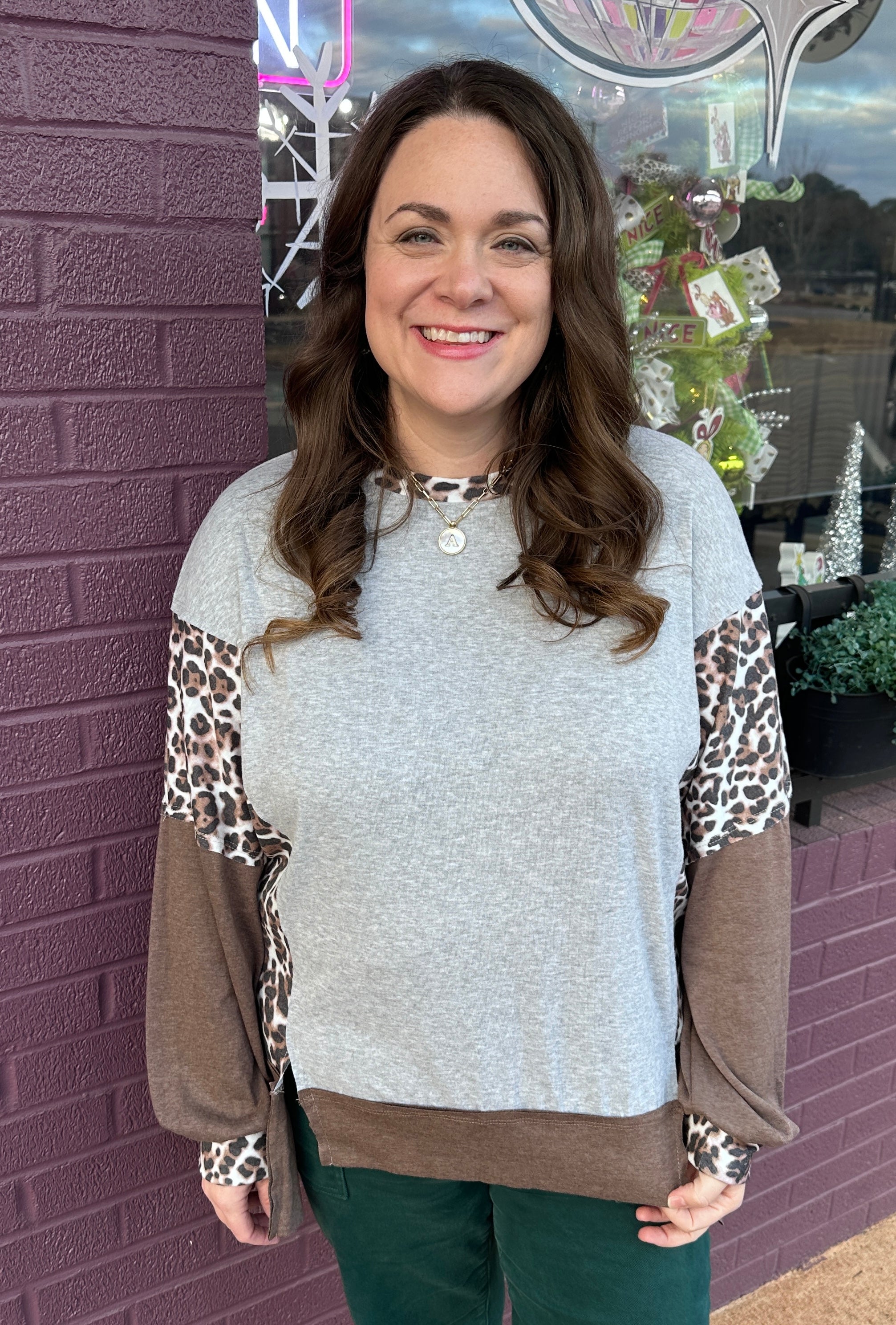 Leopard Colorblock Sweatshirt