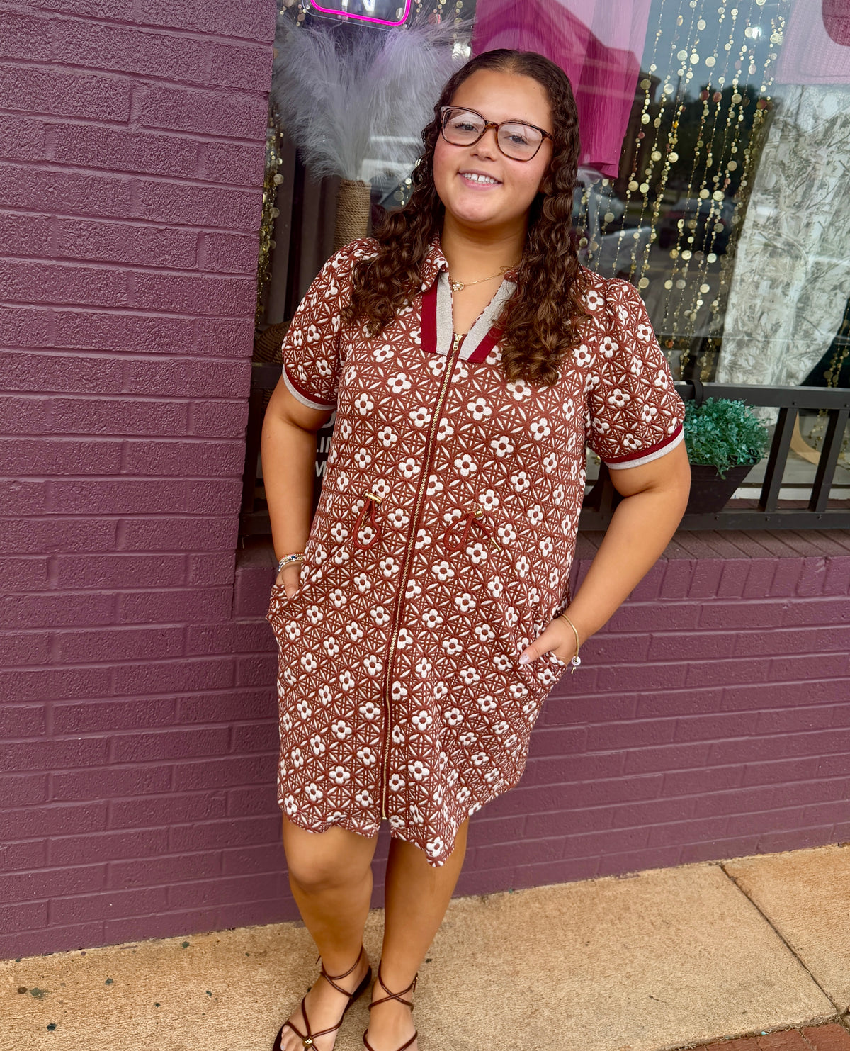 Rust Floral Dress