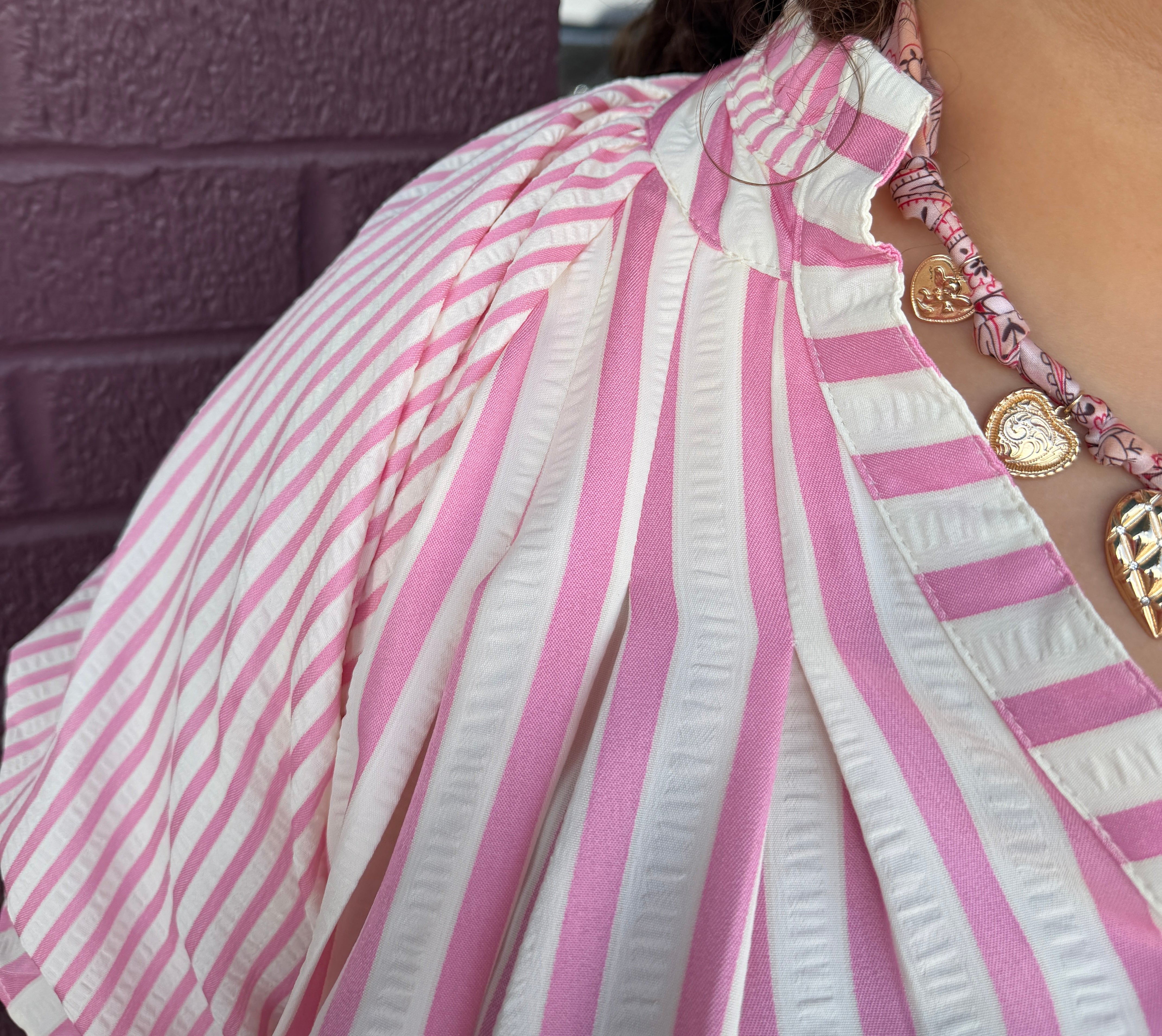 Striped Bubble Sleeve Top