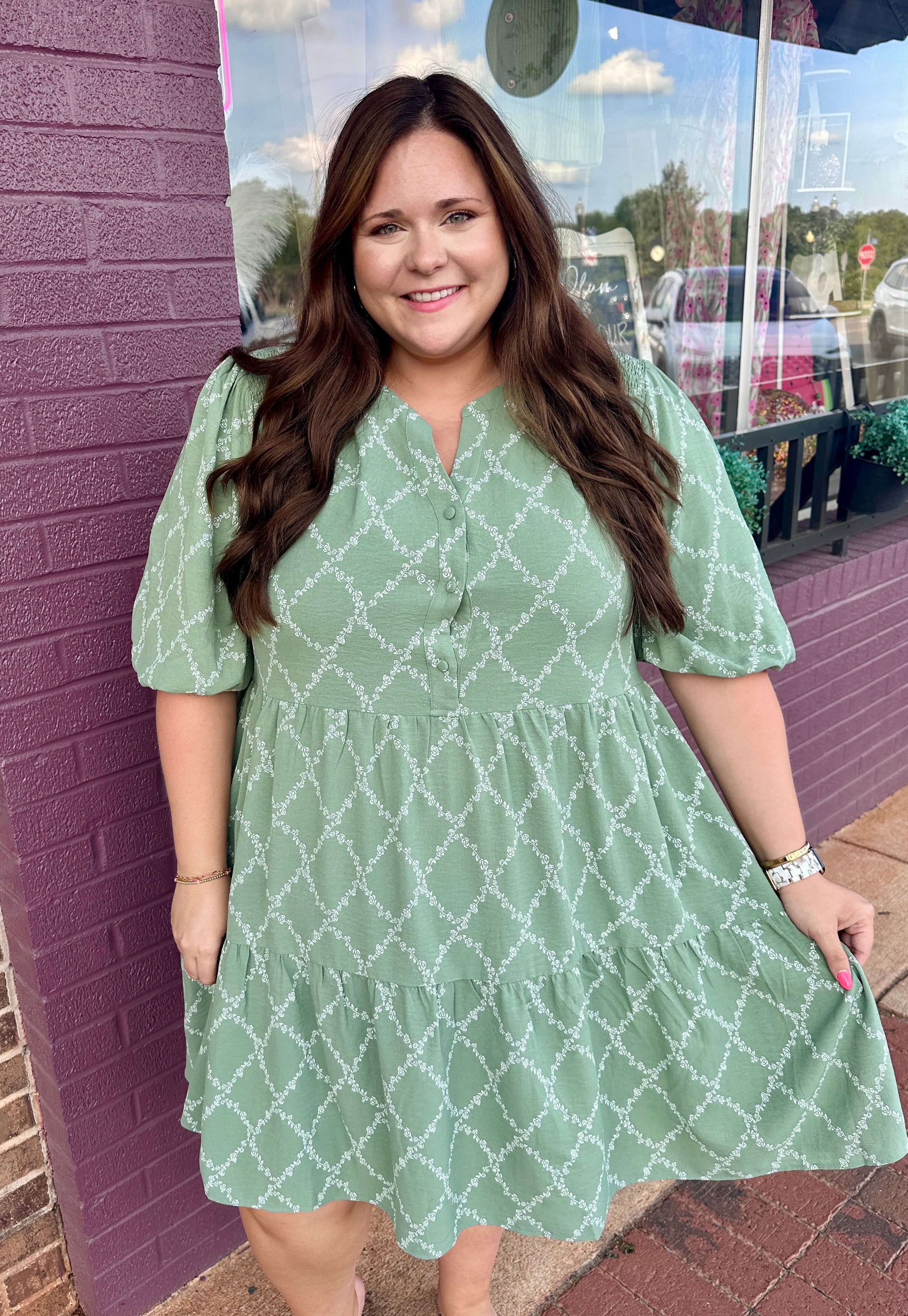 Sage Floral Dress