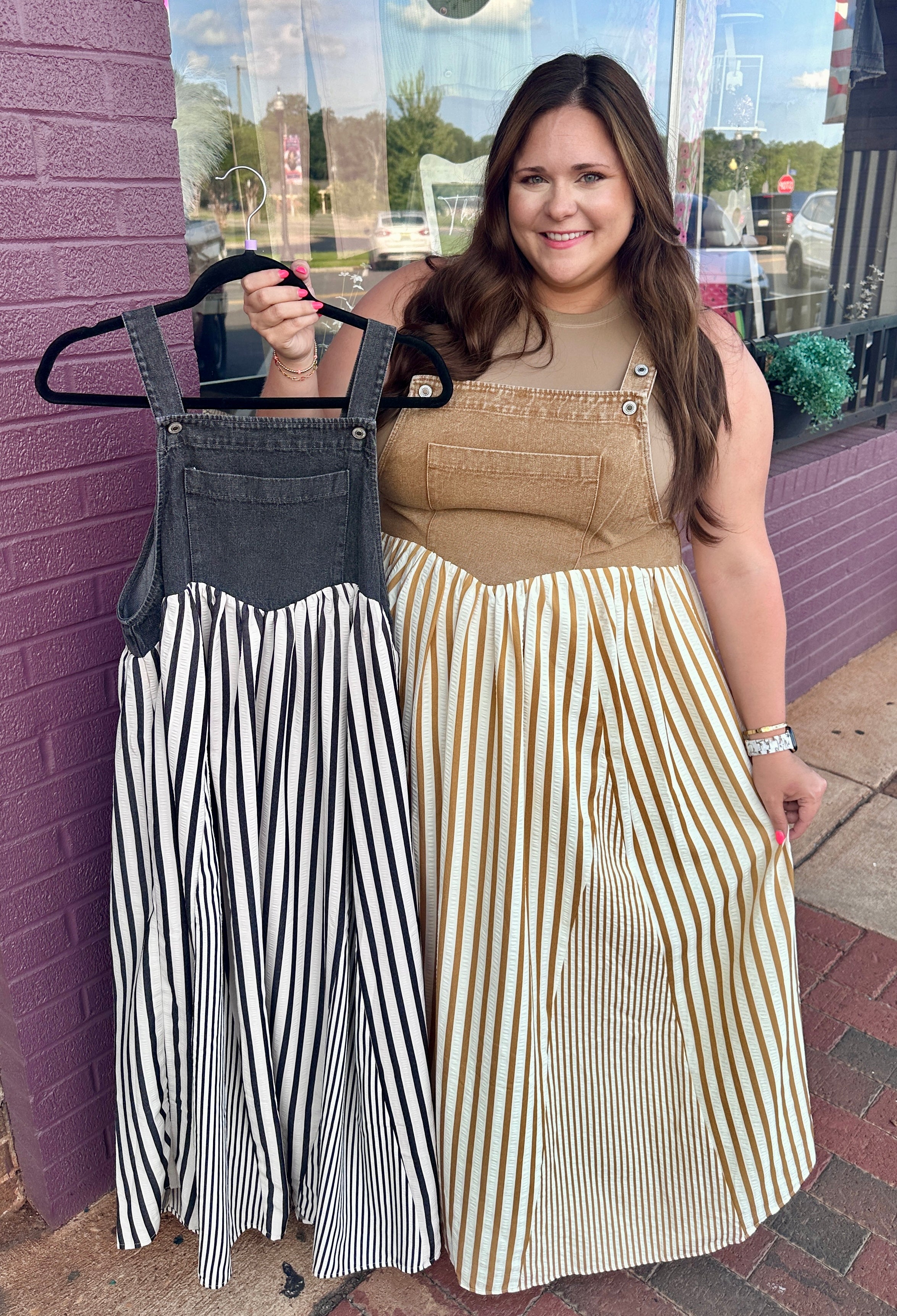 Striped Overall Dress