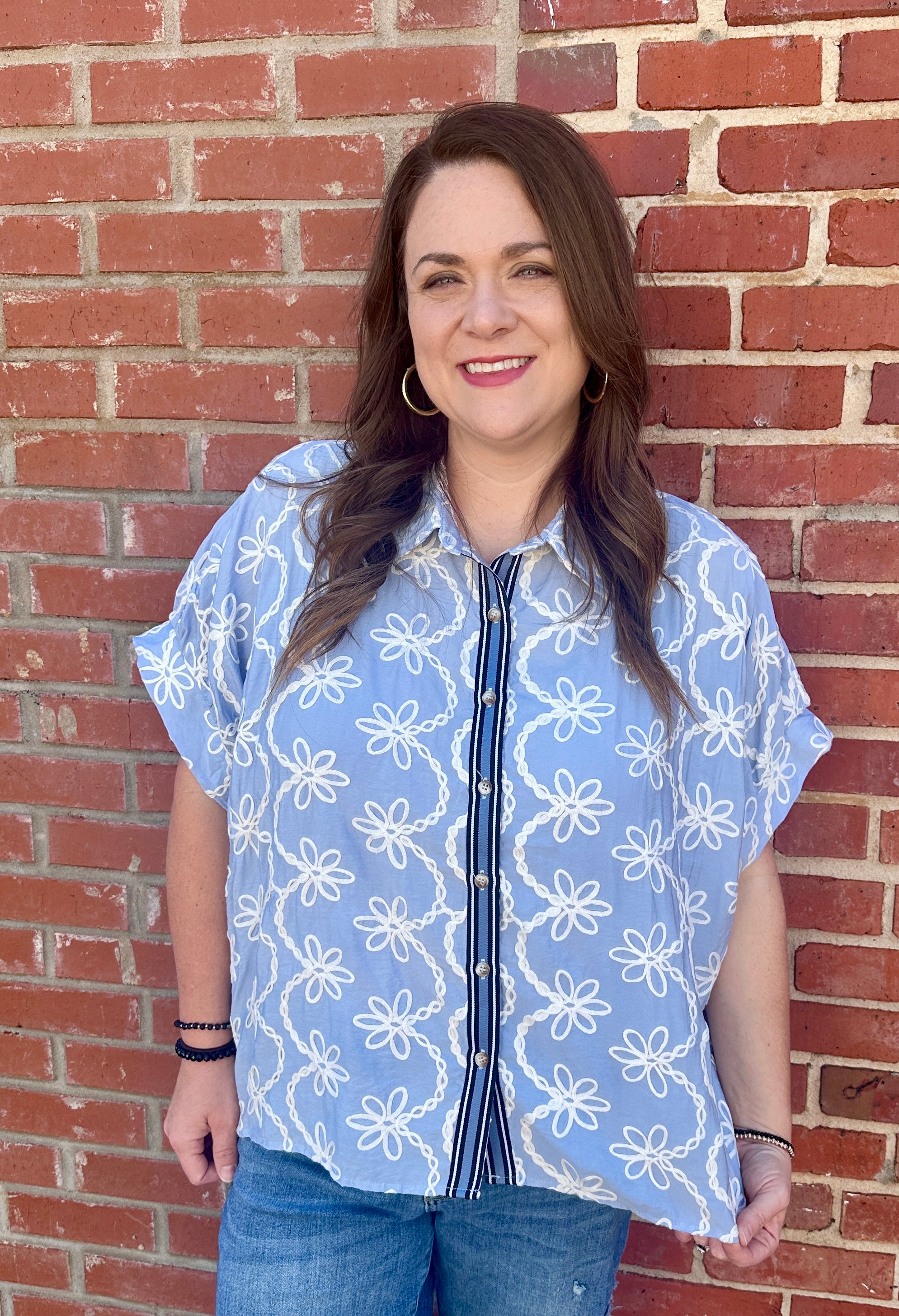 Embroidered Collared Blouse