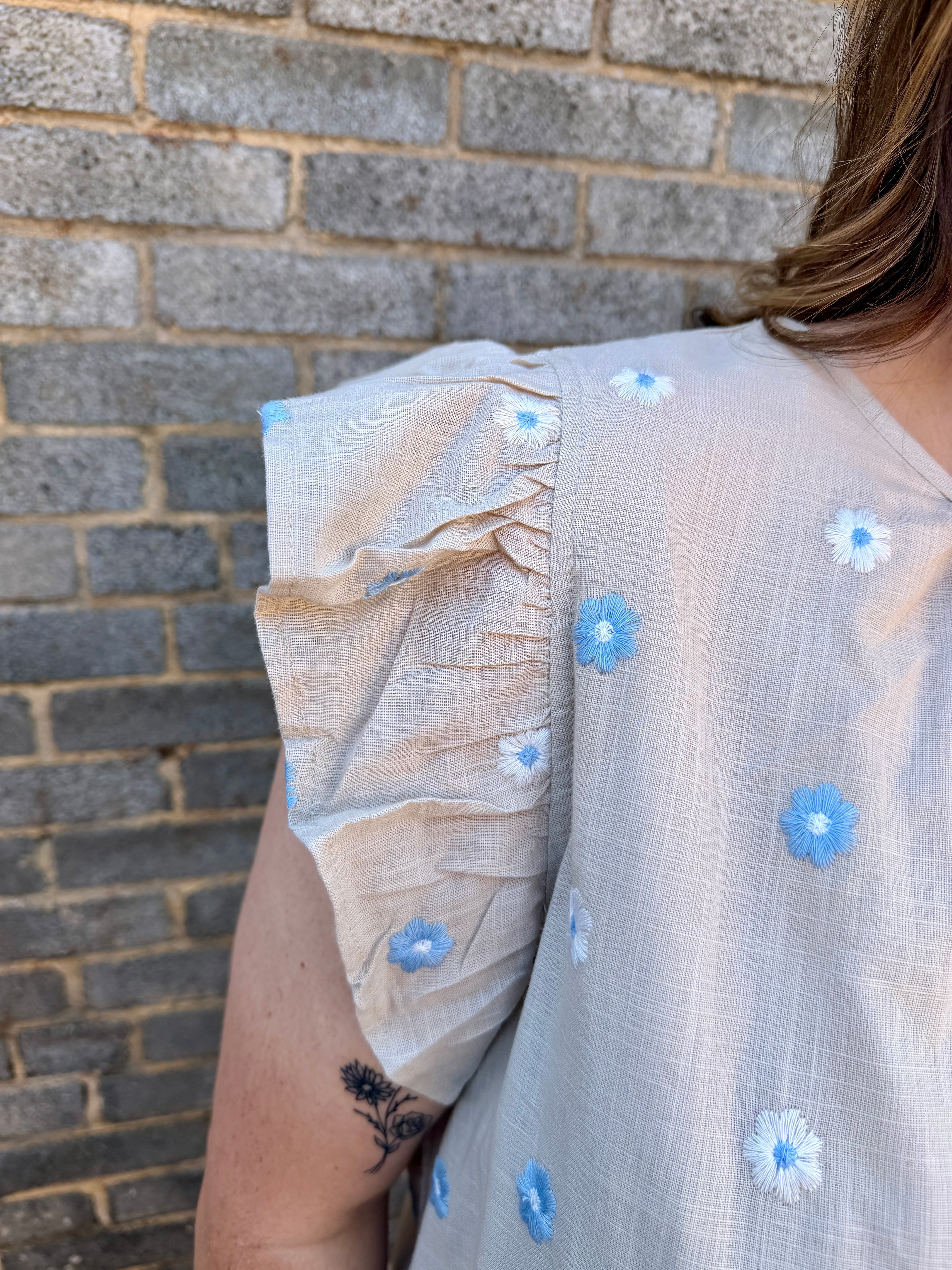 Flower Embroidered Blouse