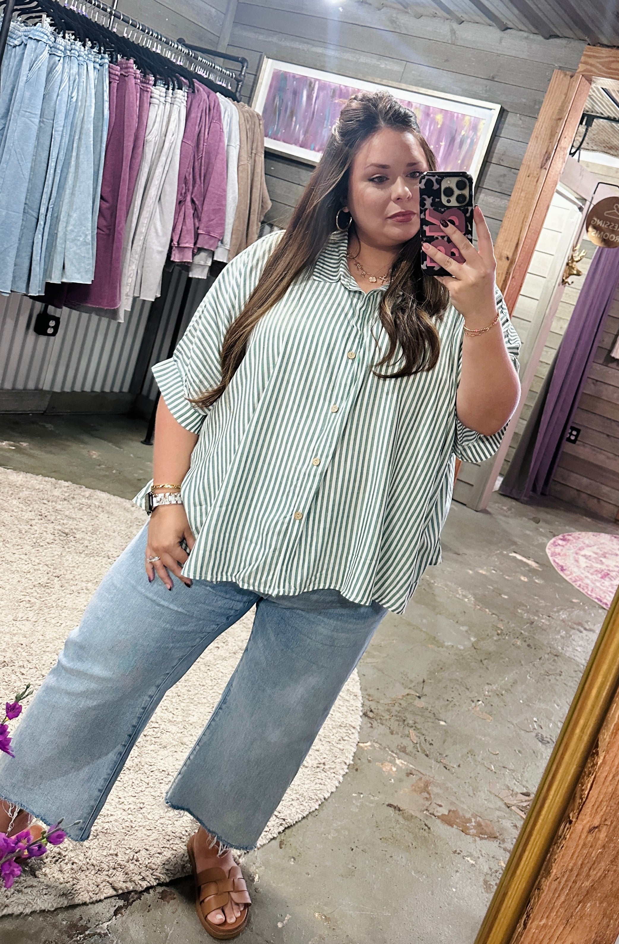Striped Button Down Blouse