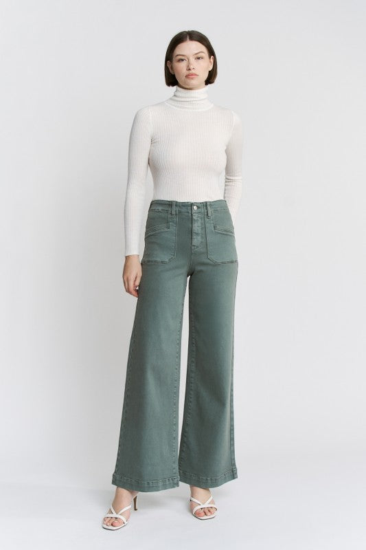 Green Wide Leg Jeans