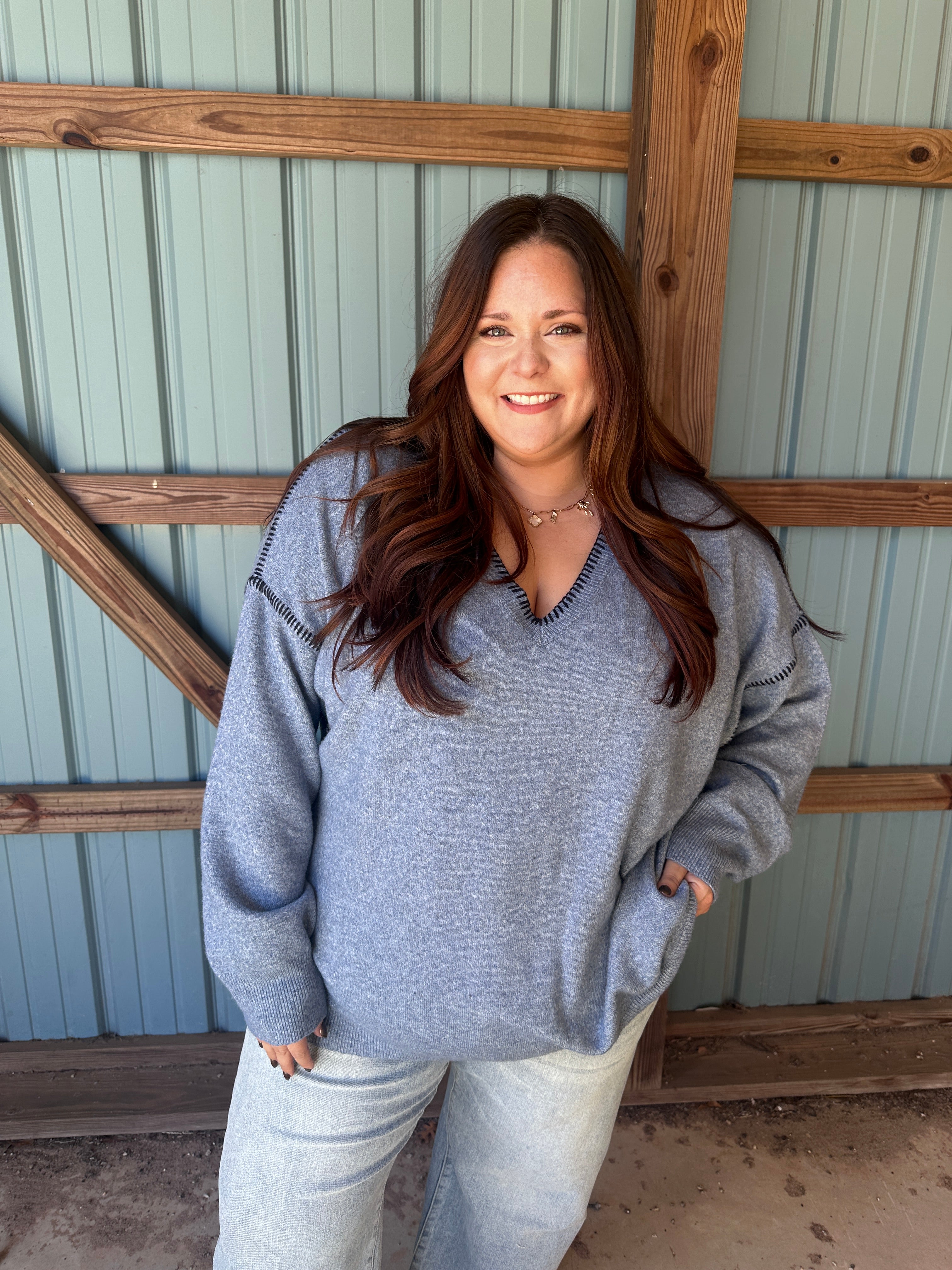 Long Sleeve V-neck Sweater