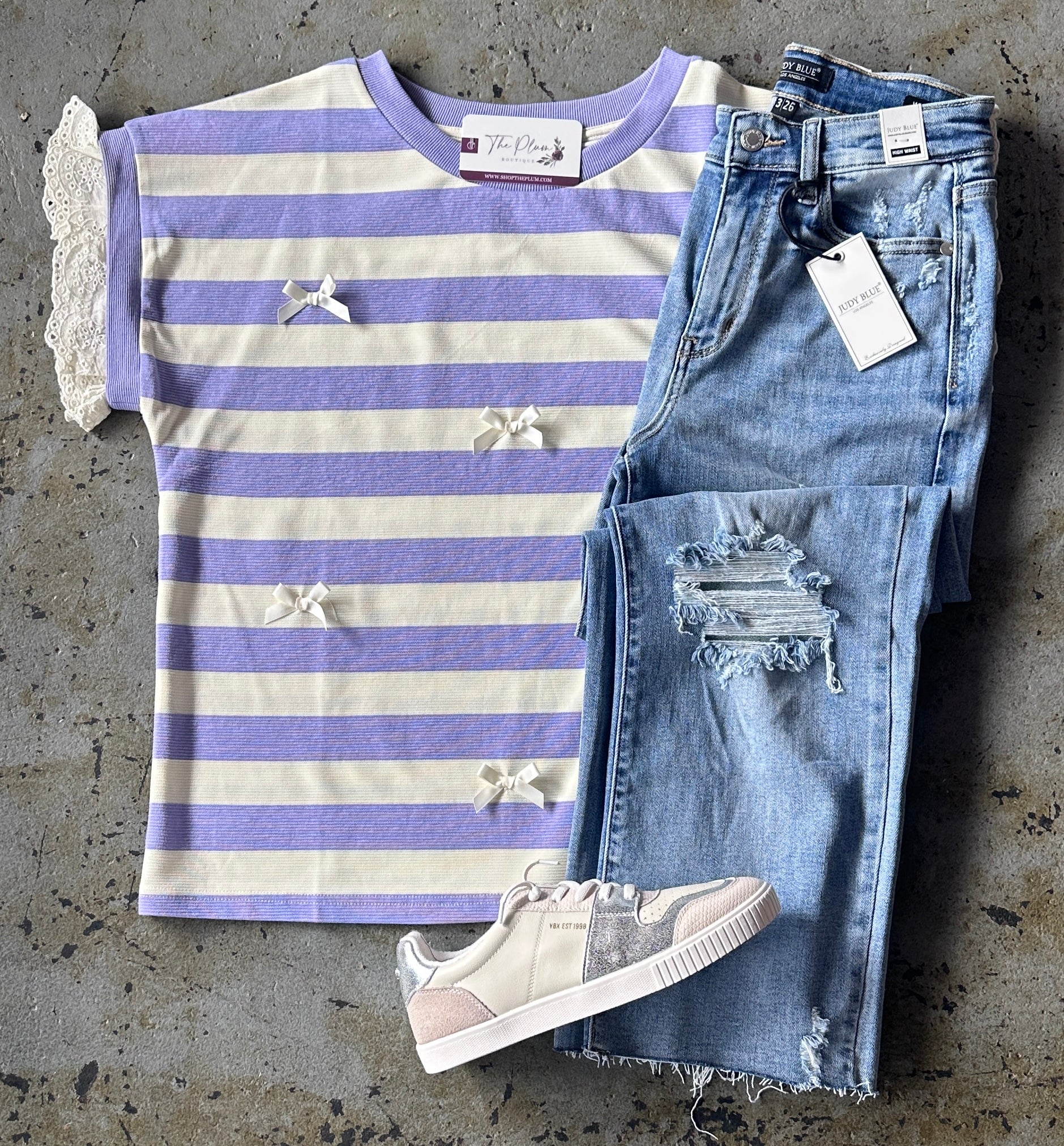 Bow & Striped Blouse