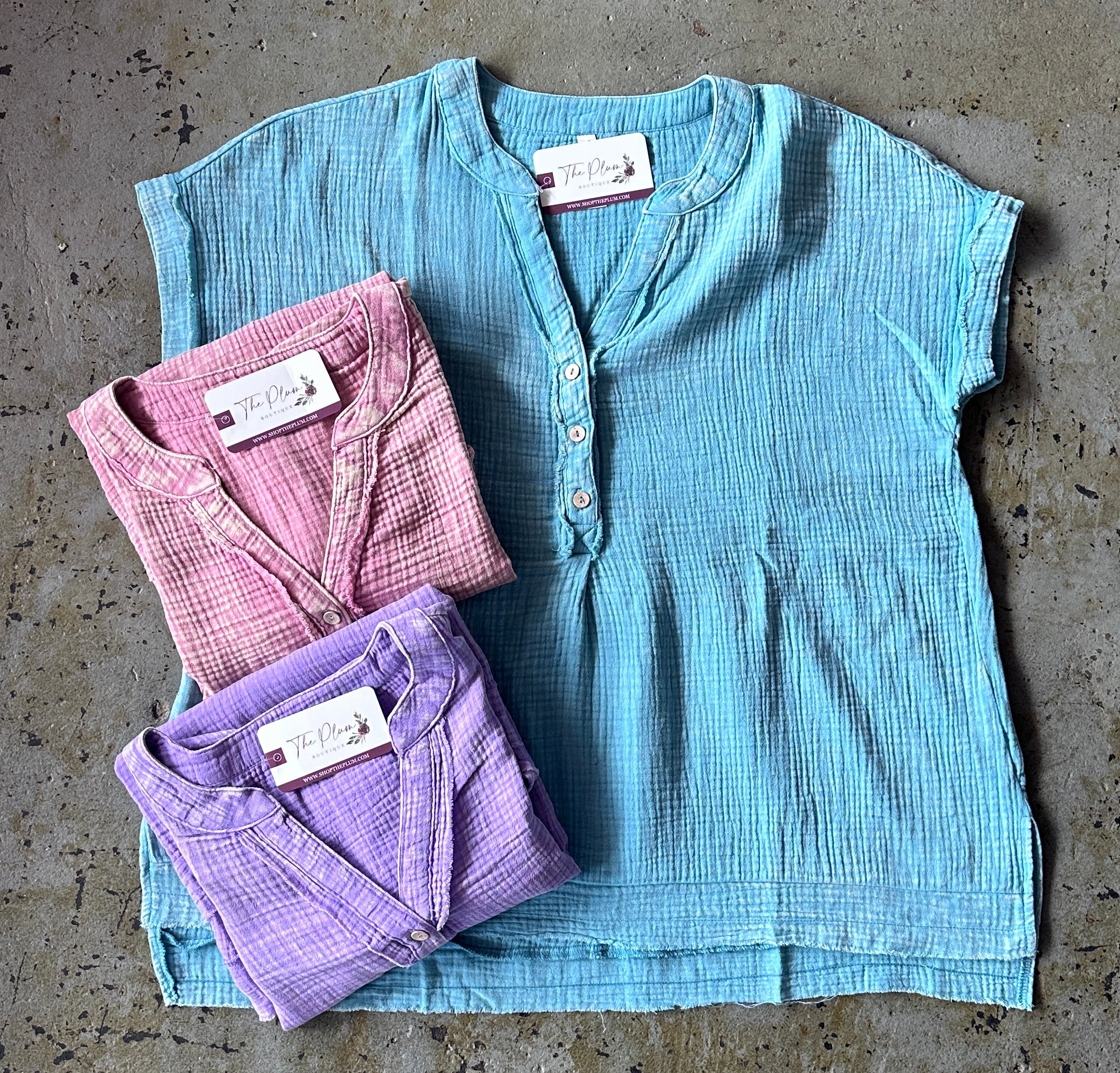 Gauze Henley Blouse
