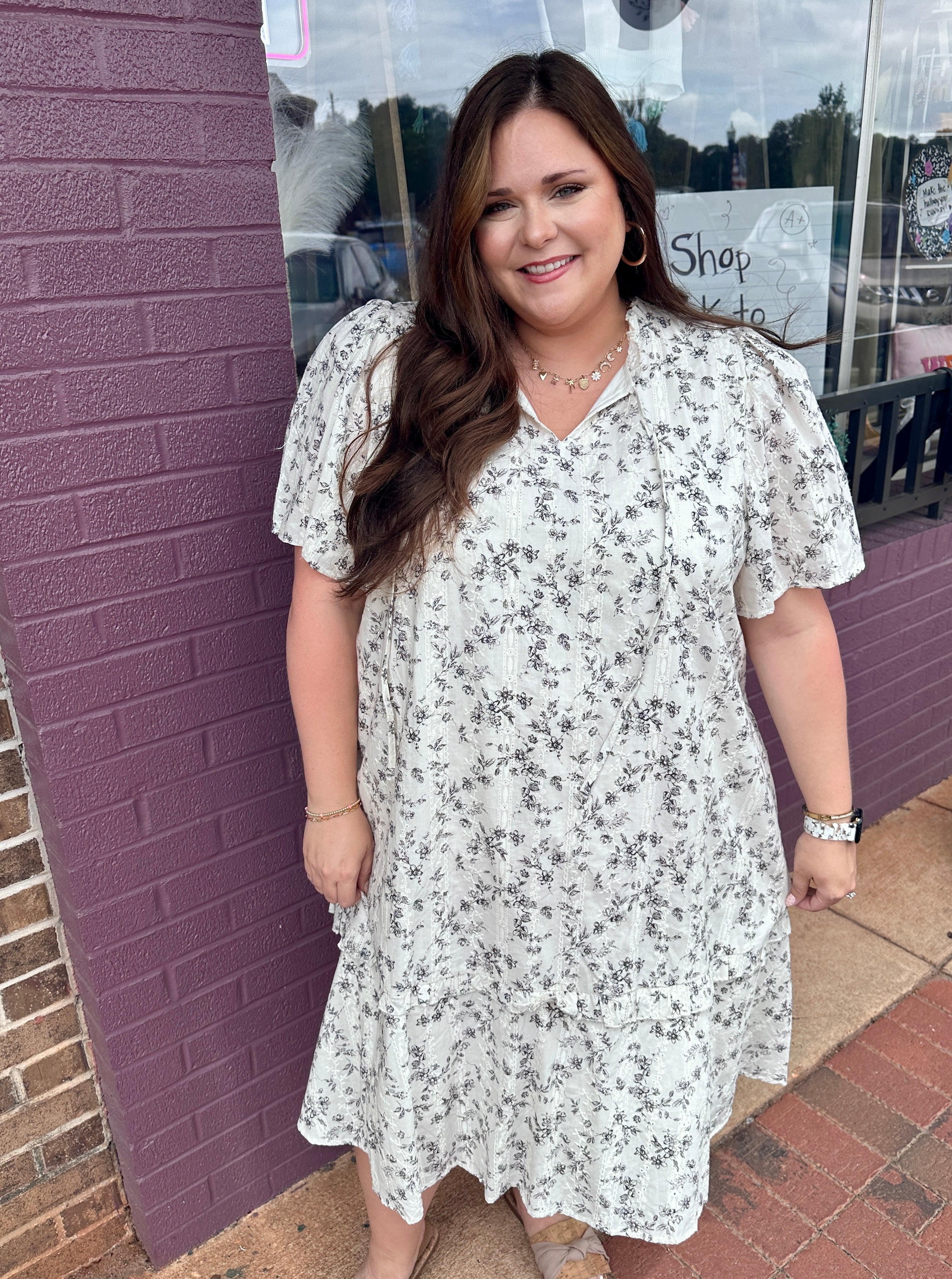 Ivory Floral Dress