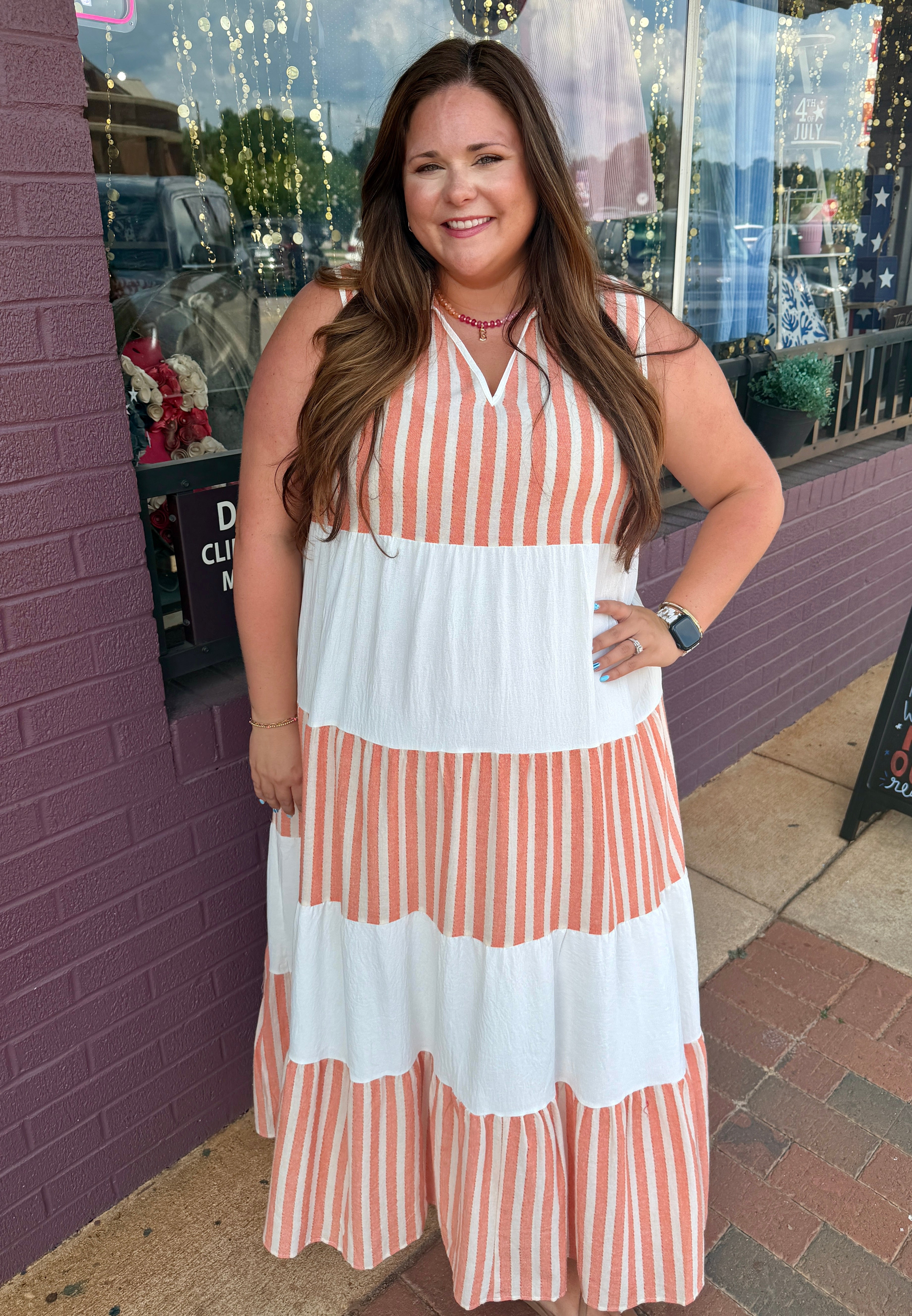 Striped Tiered Maxi Dress