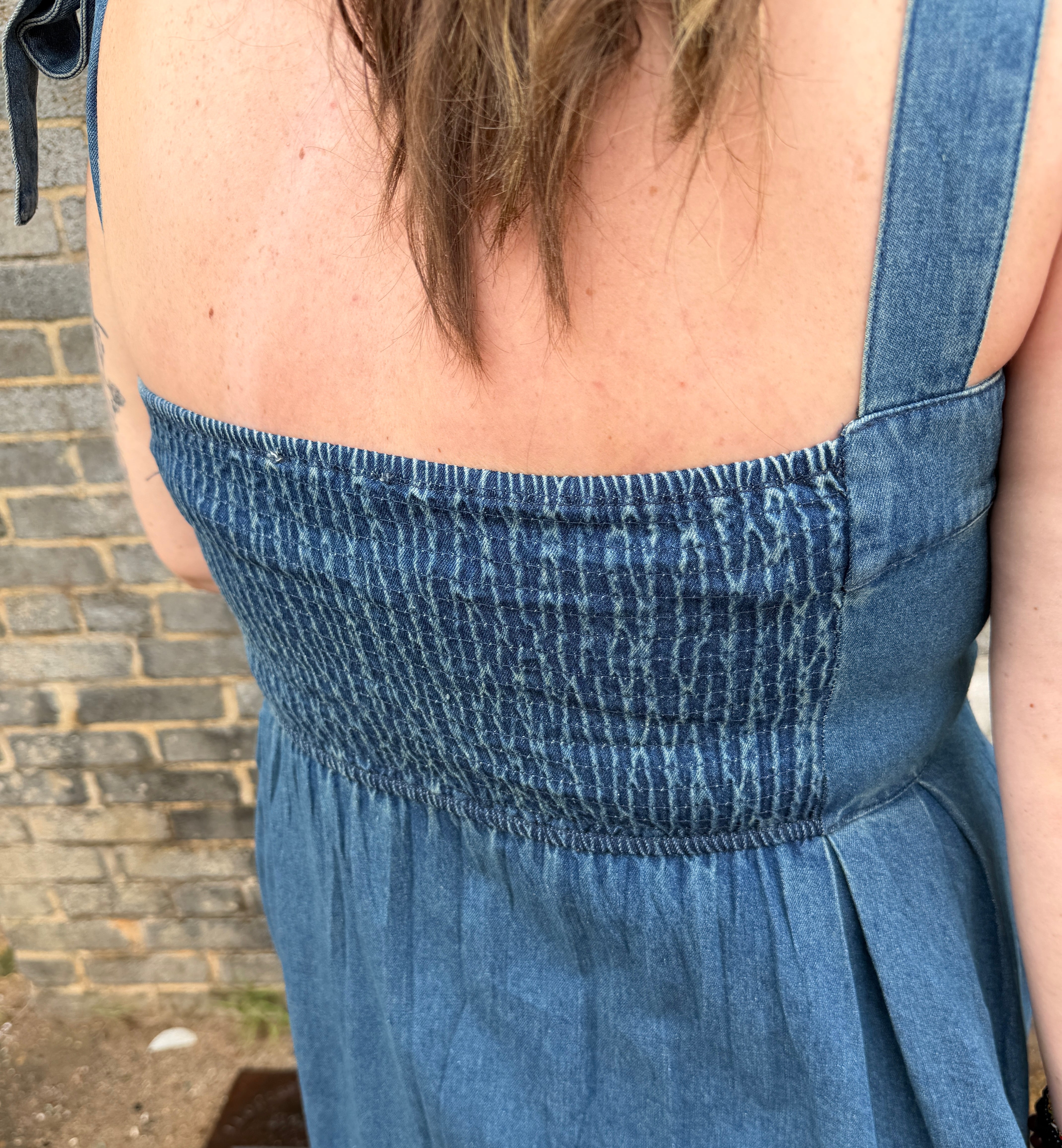 Pleated Denim Dress