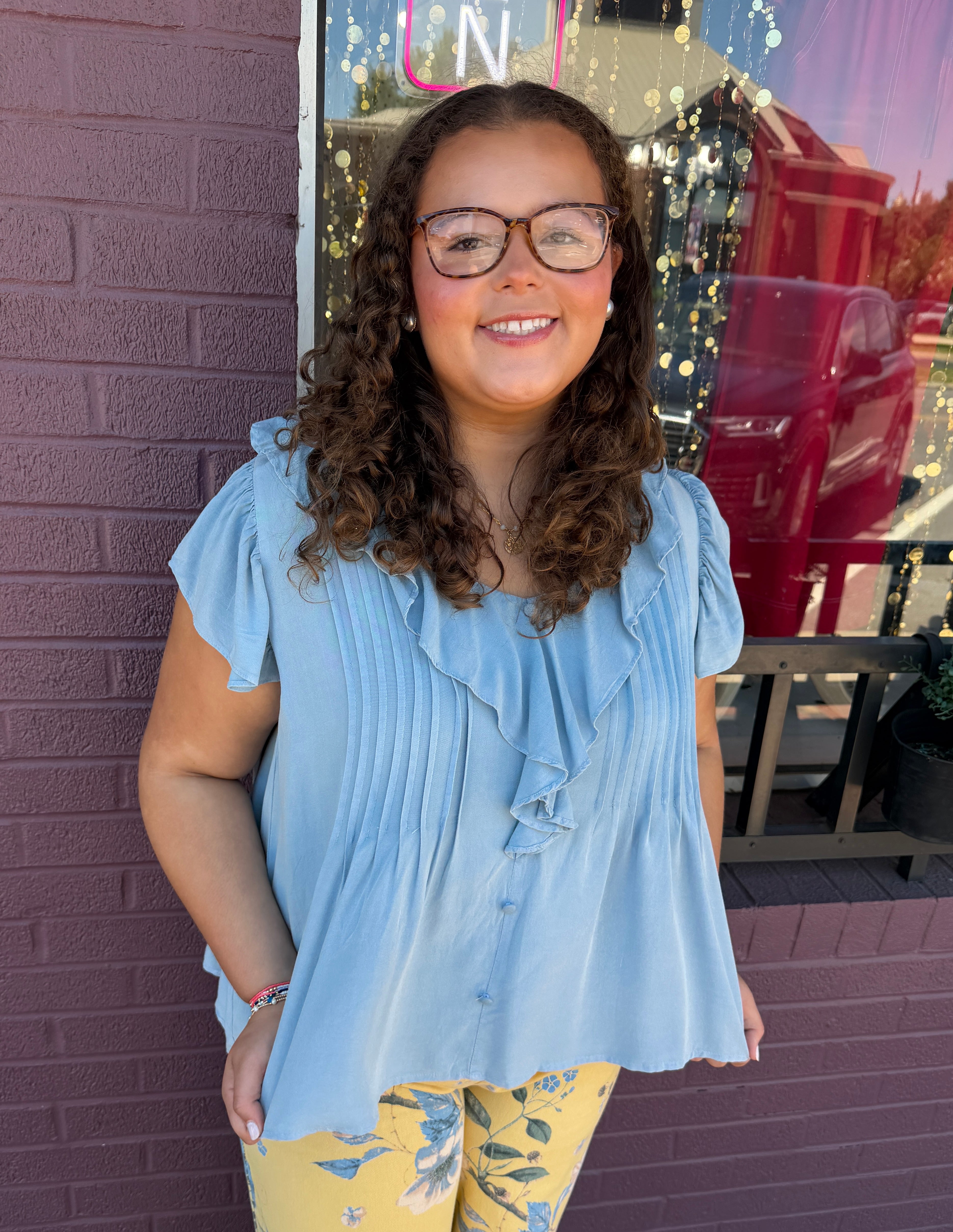 Ruffle Trim Blouse
