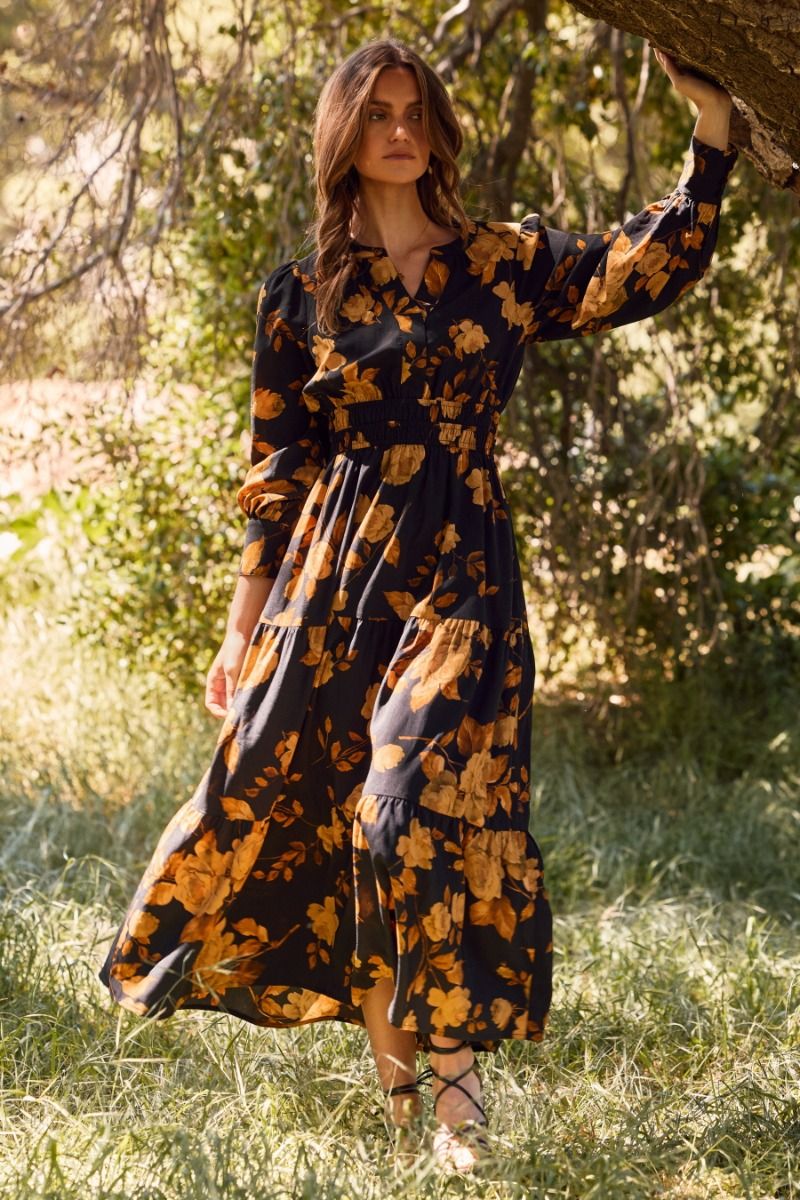 Black Floral Maxi Dress