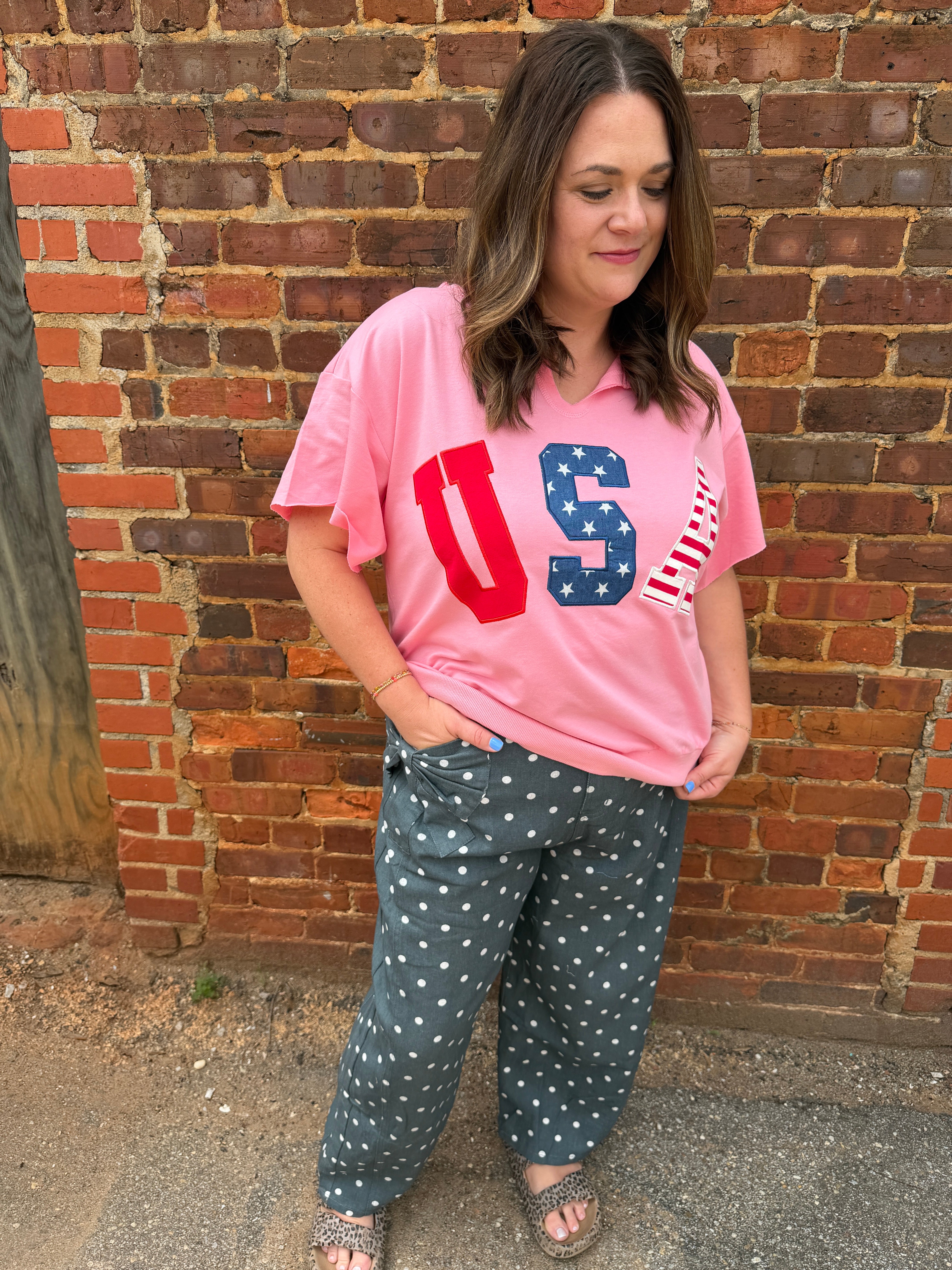 Denim Polka Dot Pants