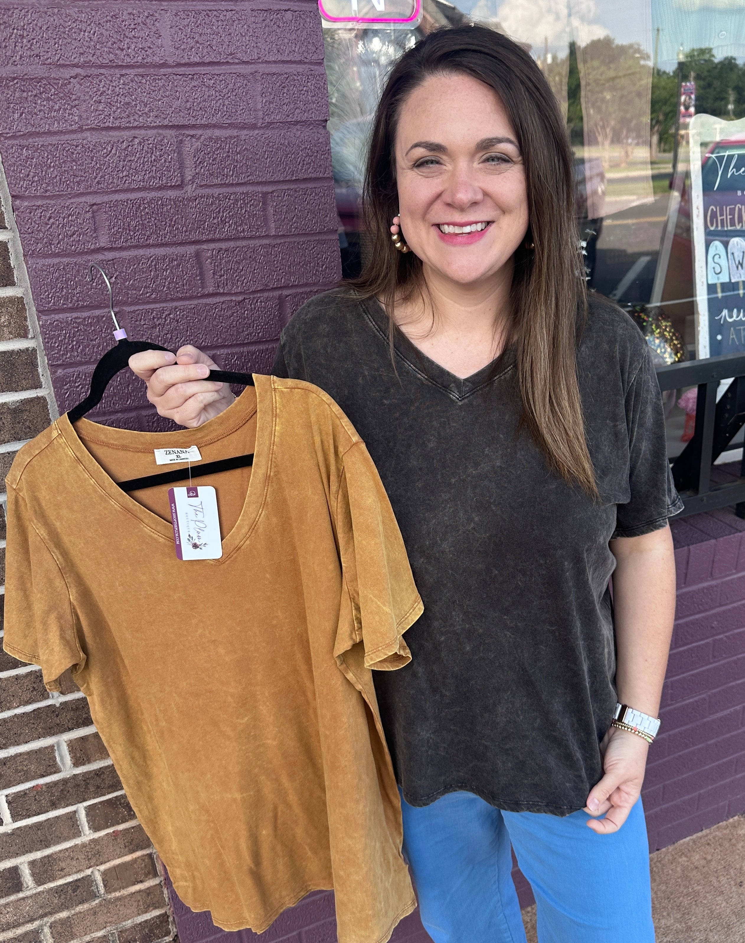 Washed V-neck Tee