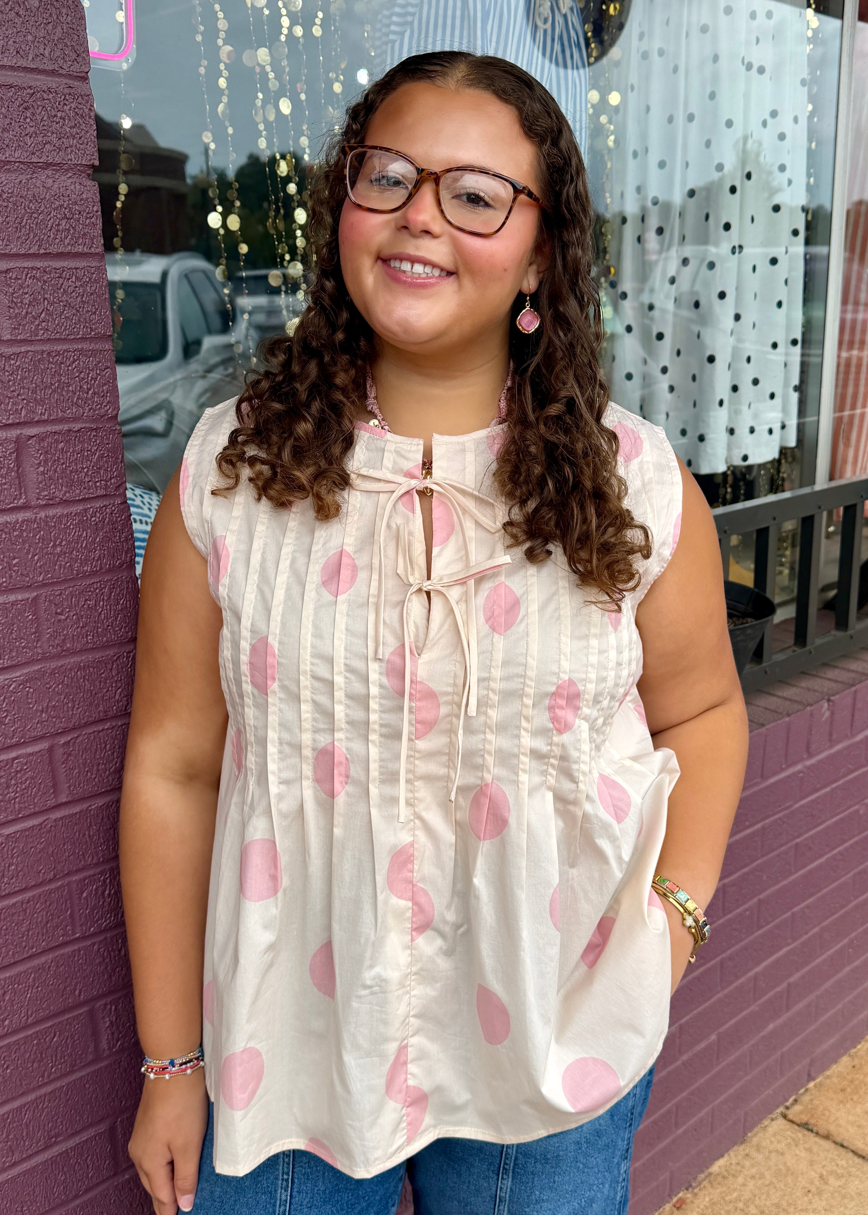 Polka Dot Sleeveless Top