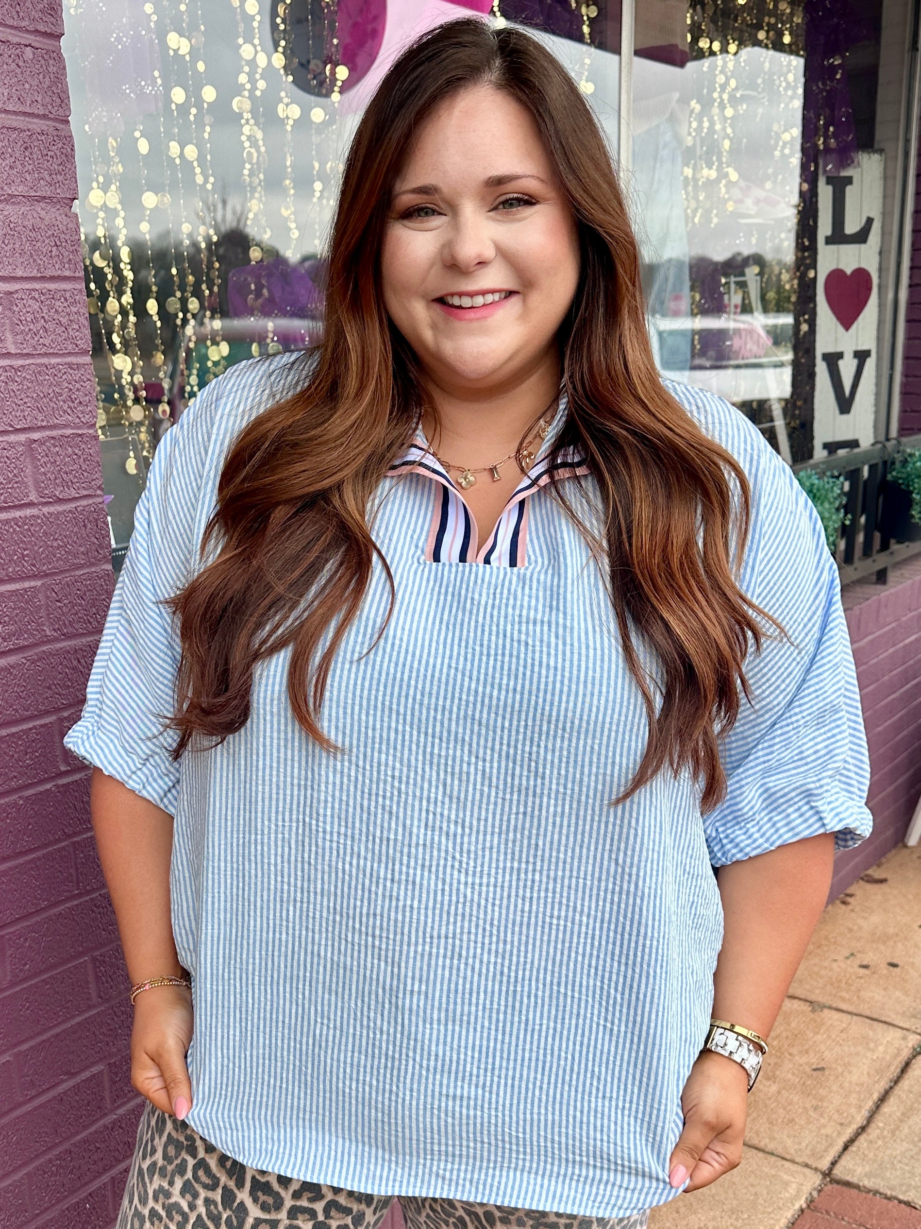 Striped Collar Blouse