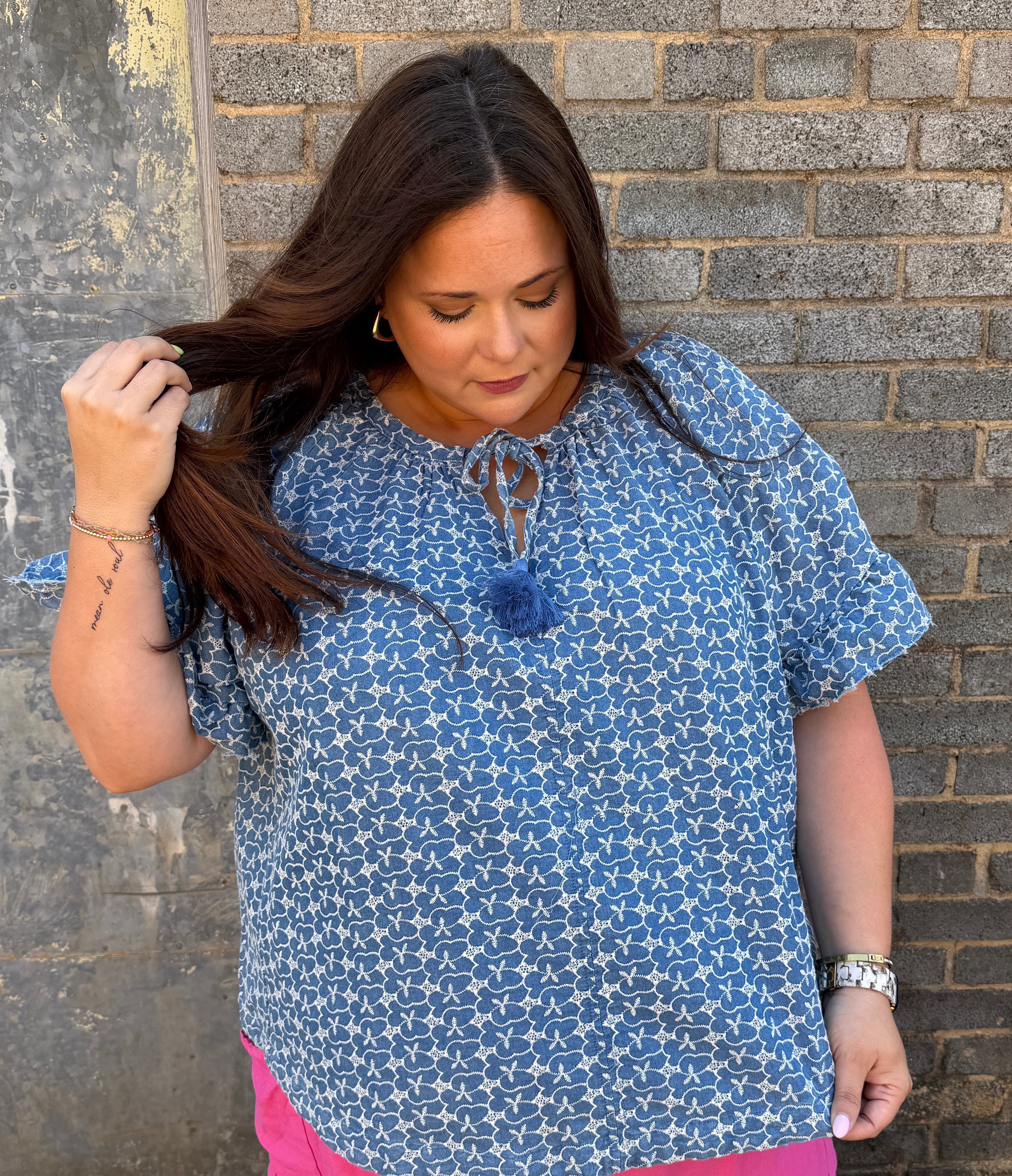 Floral Denim Blouse