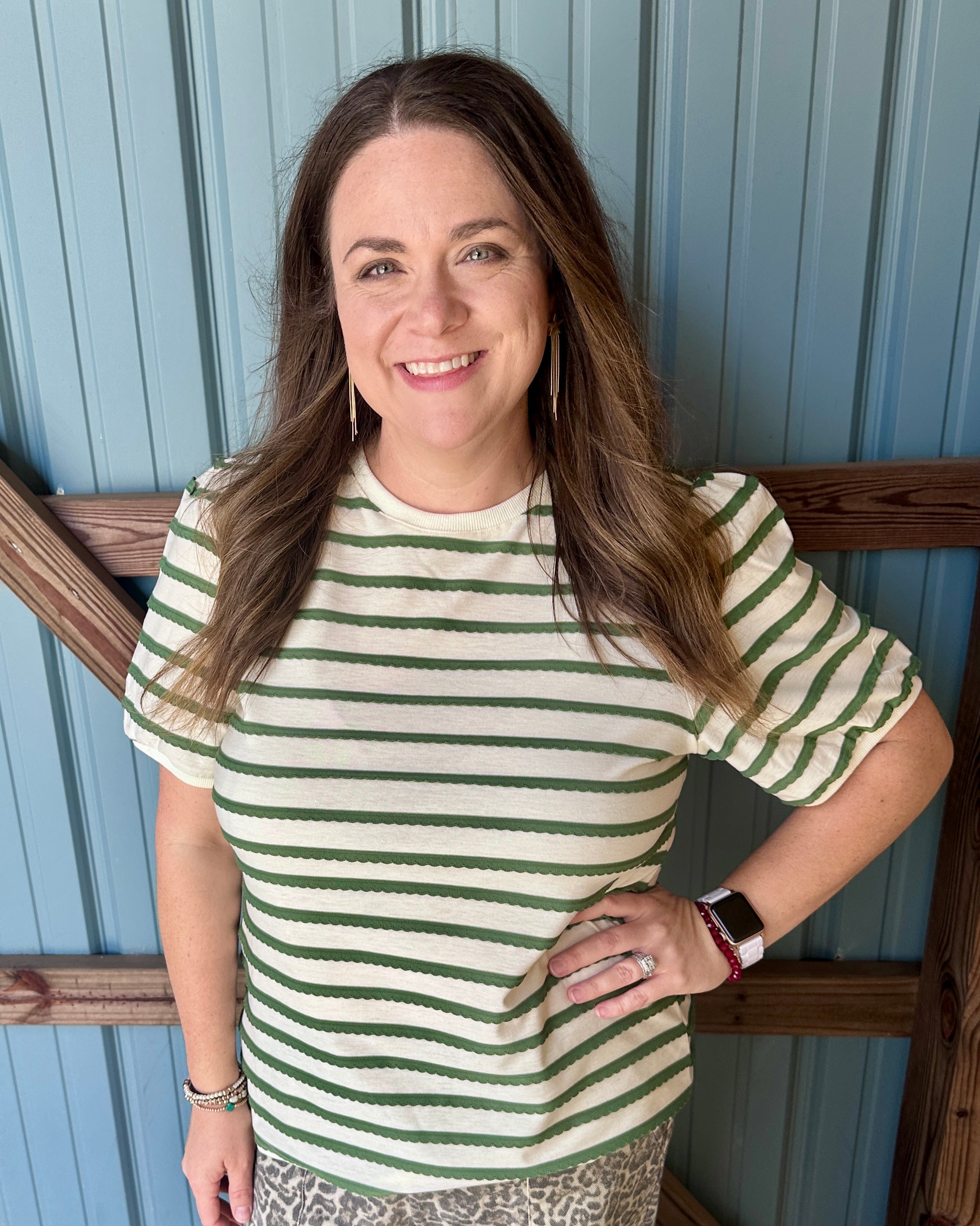 Sage Striped Blouse
