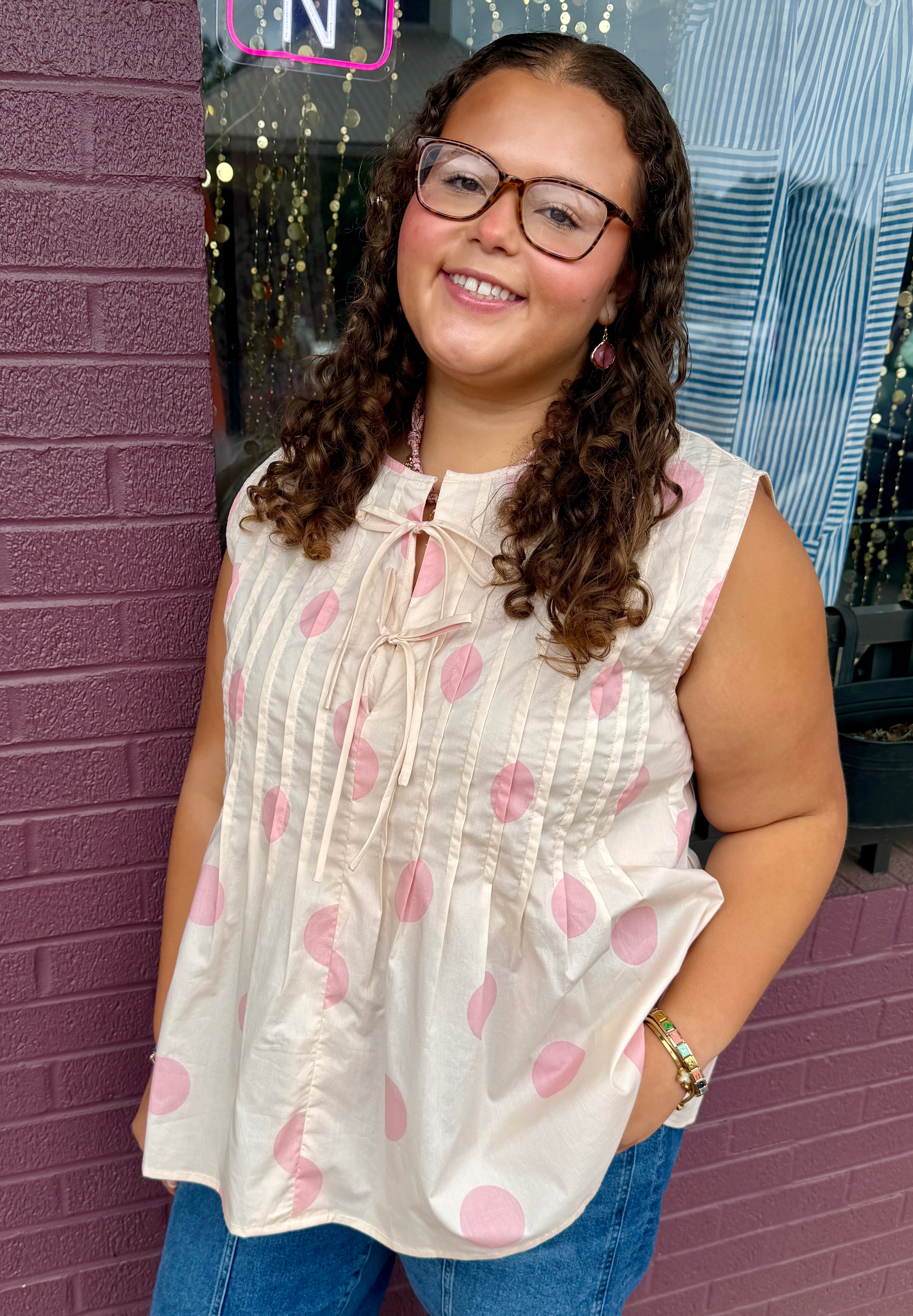 Polka Dot Sleeveless Top