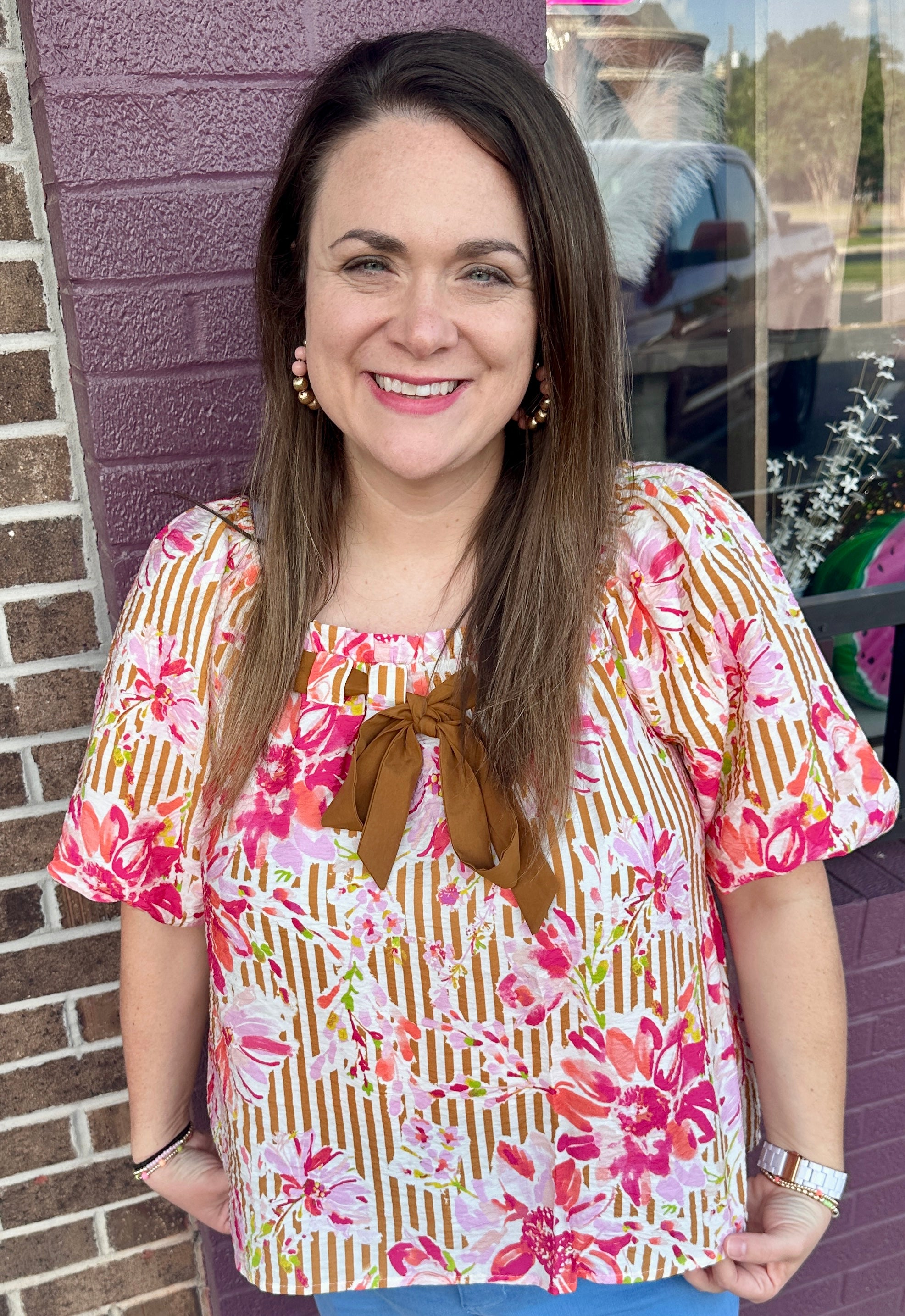 Pink Floral Blouse