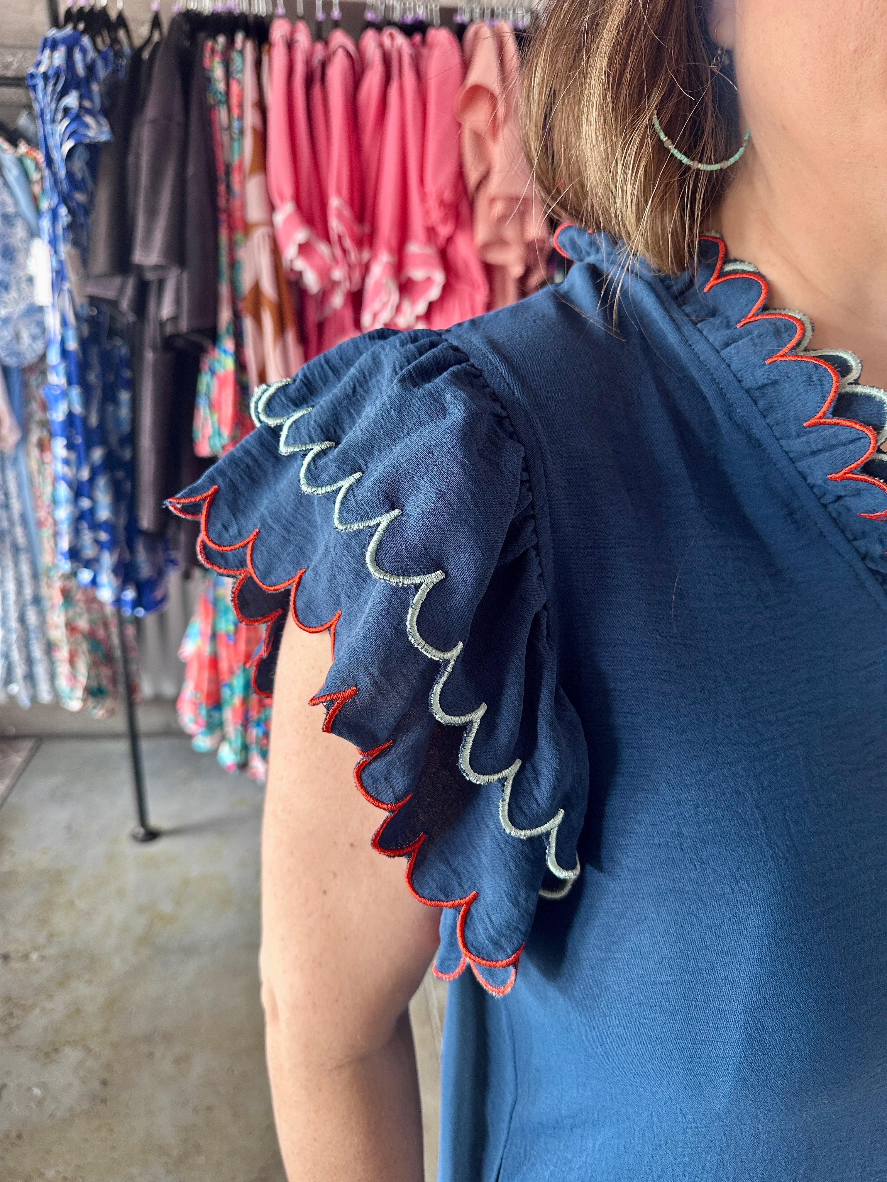 Navy Scallop Dress