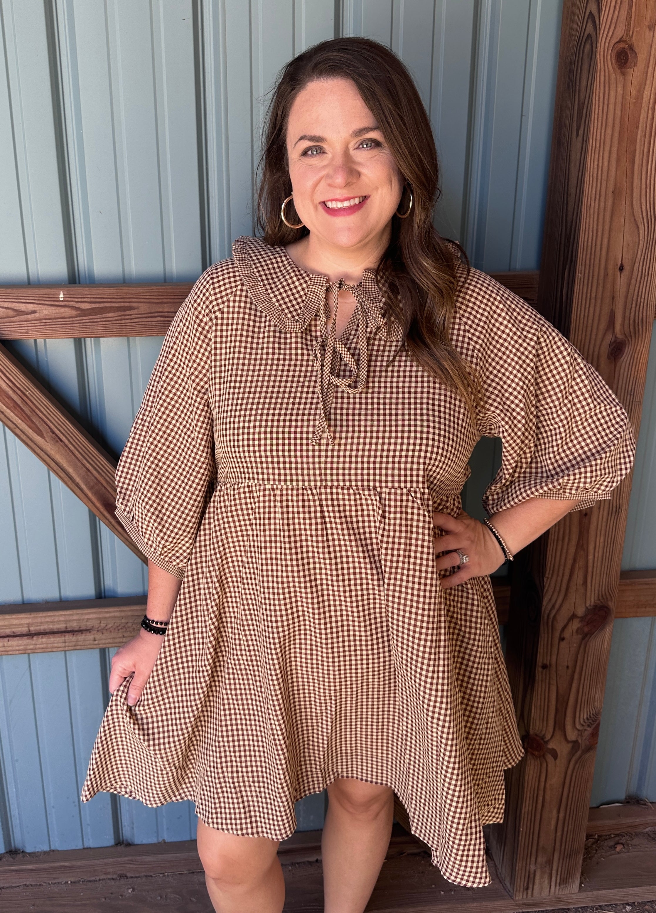 Gingham Mocha Dress