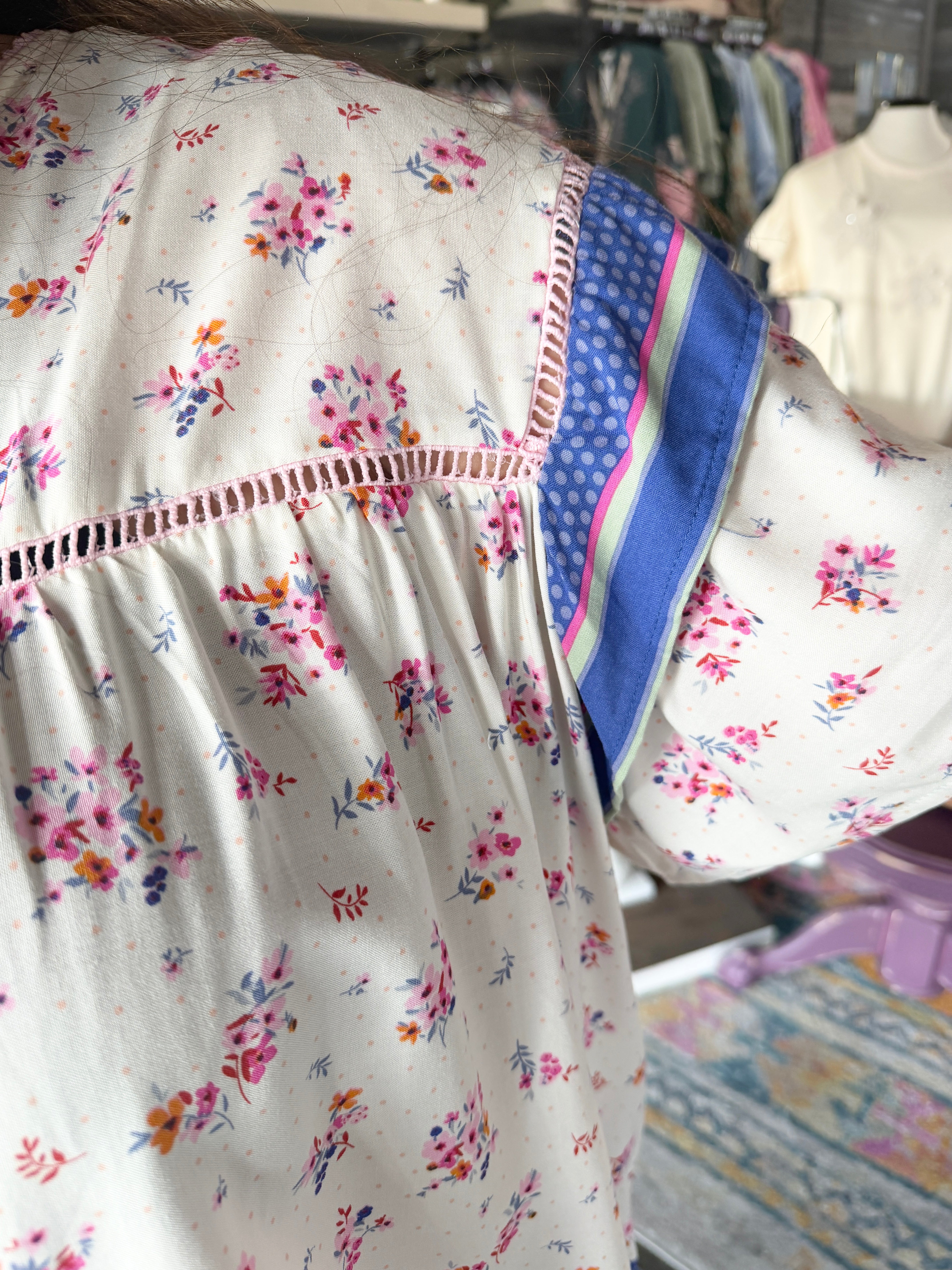 Floral Ruffle Sleeve Blouse