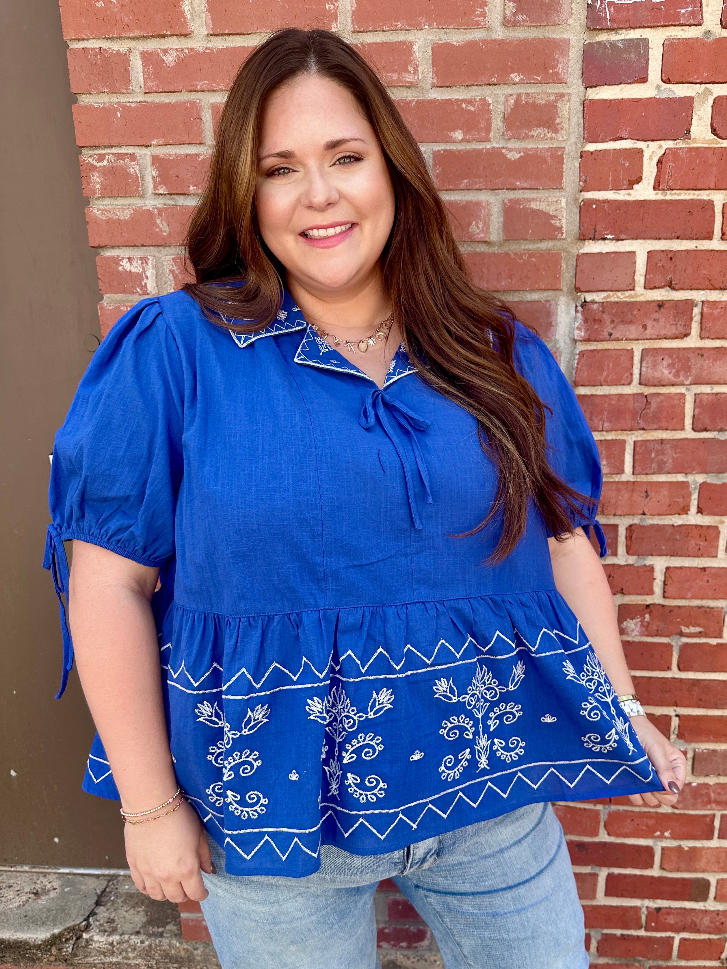 Embroidered Collar Blouse