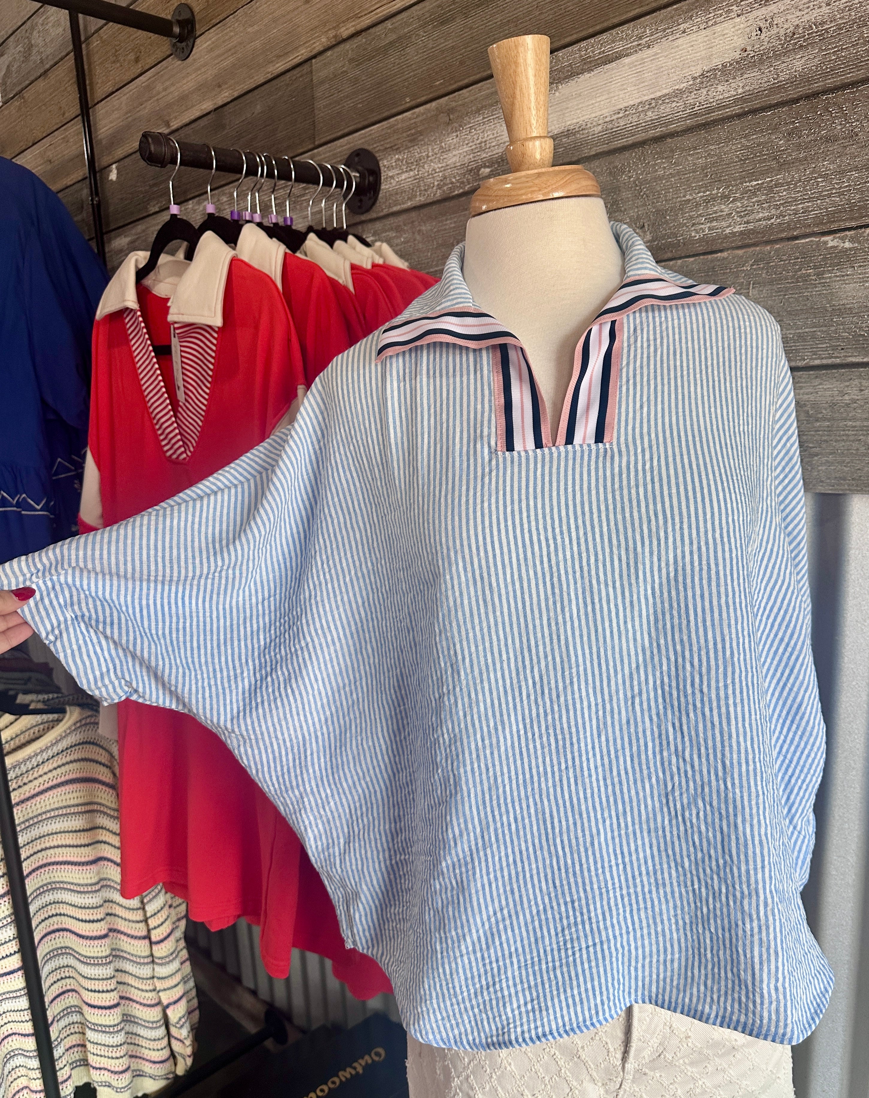 Striped Collar Blouse