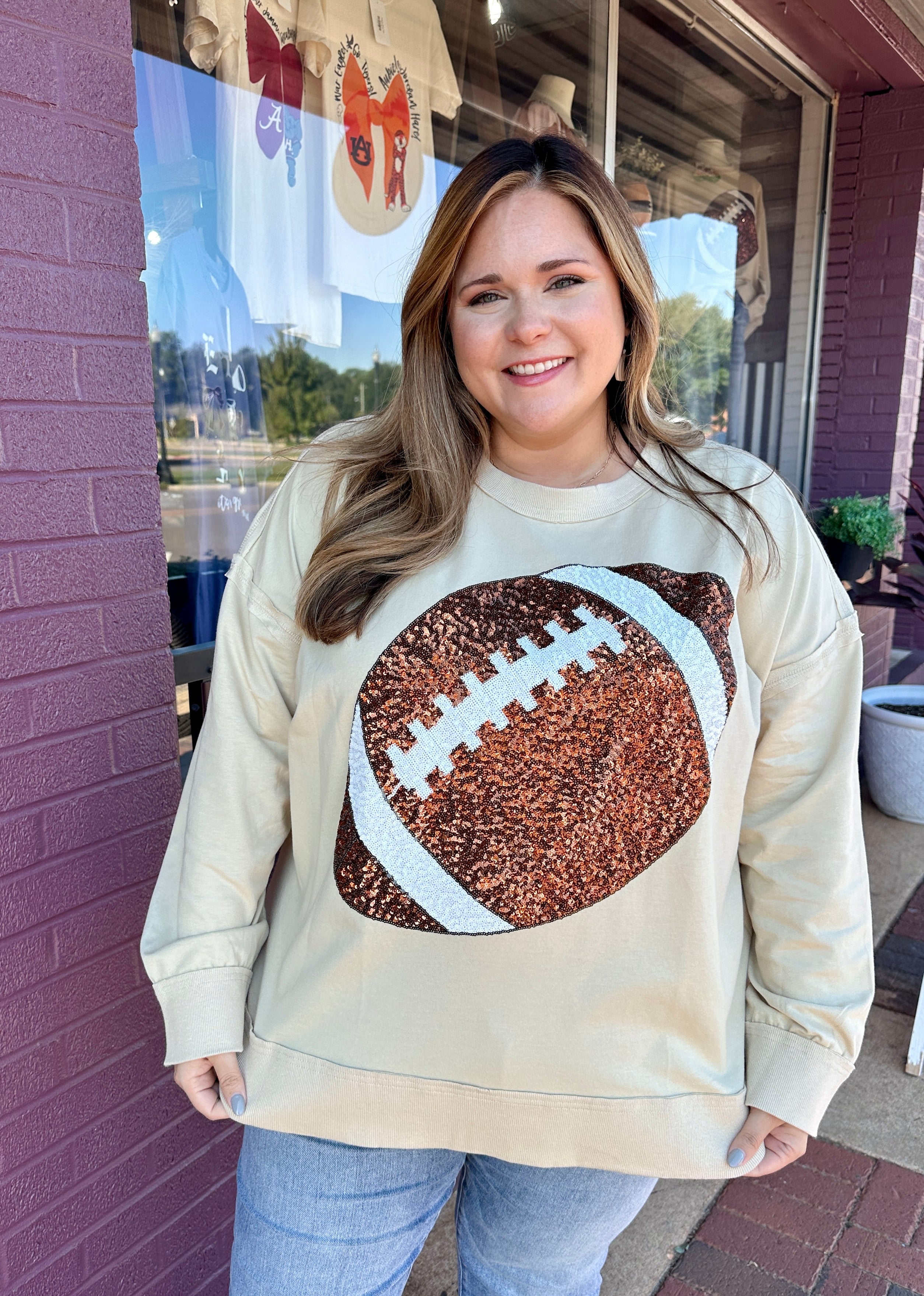 Sequin Football Sweatshirt