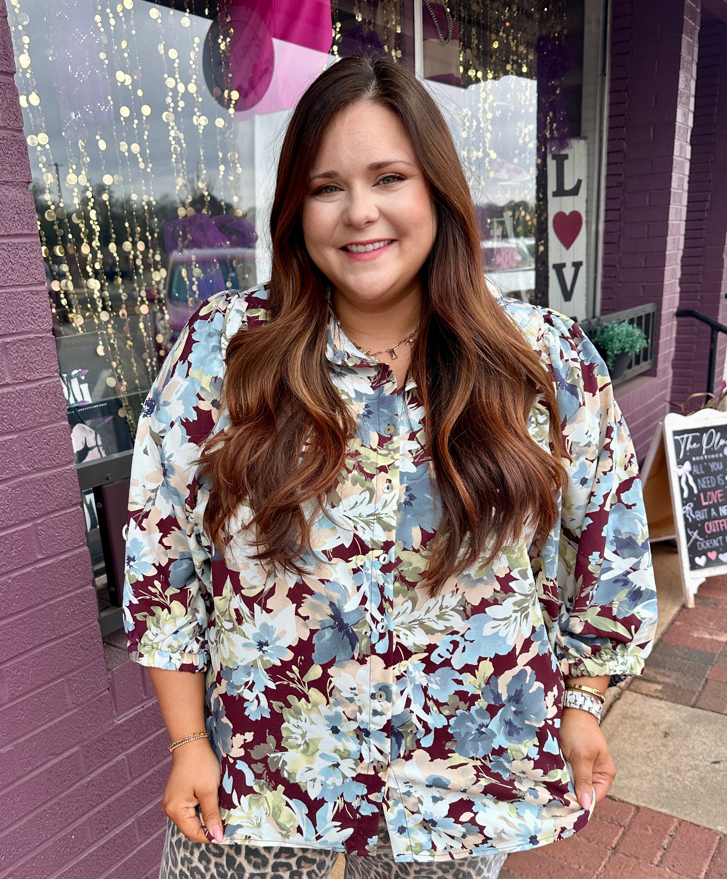 Floral Button-Up Blouse