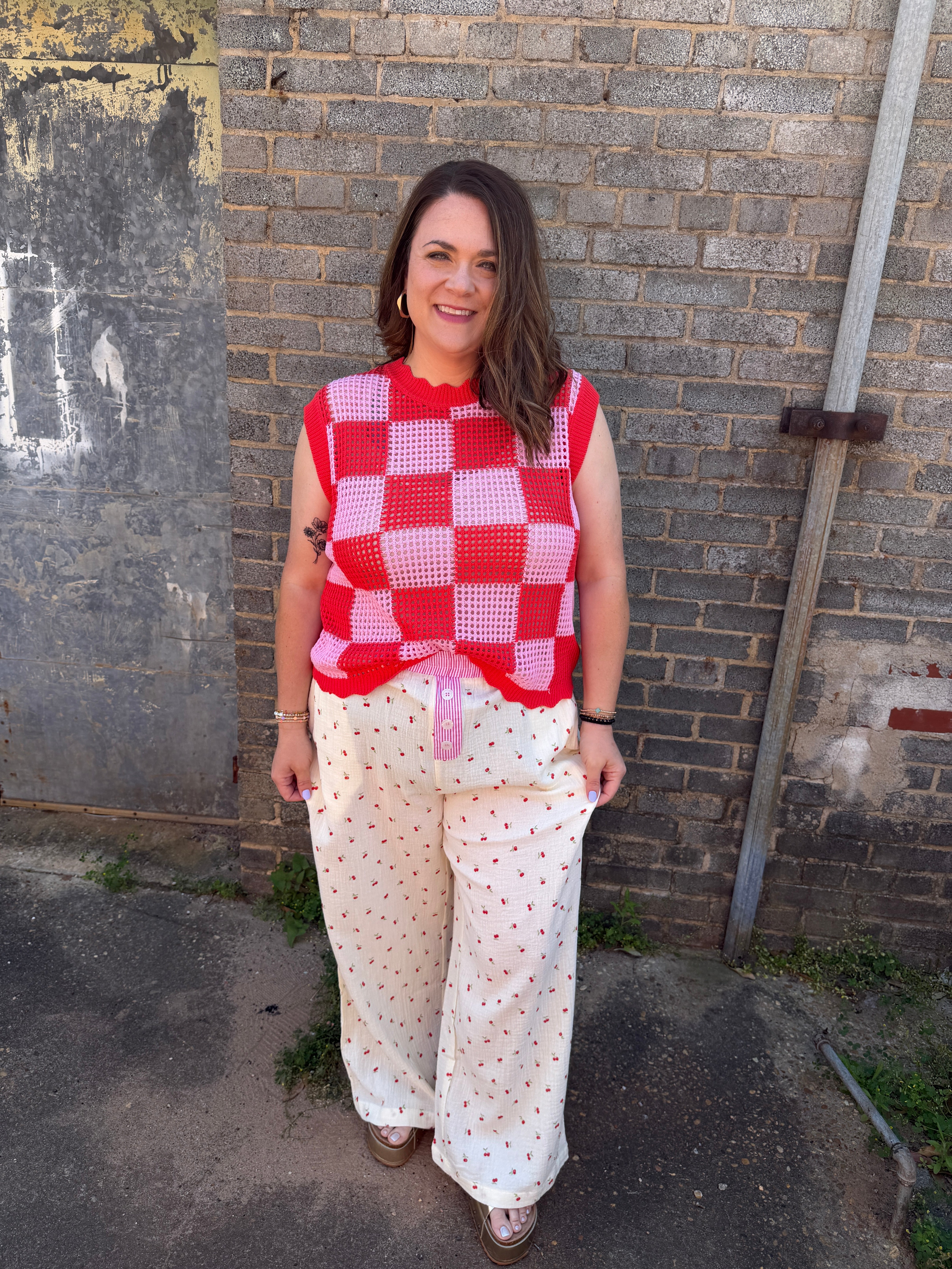 Checkered Knit Vest