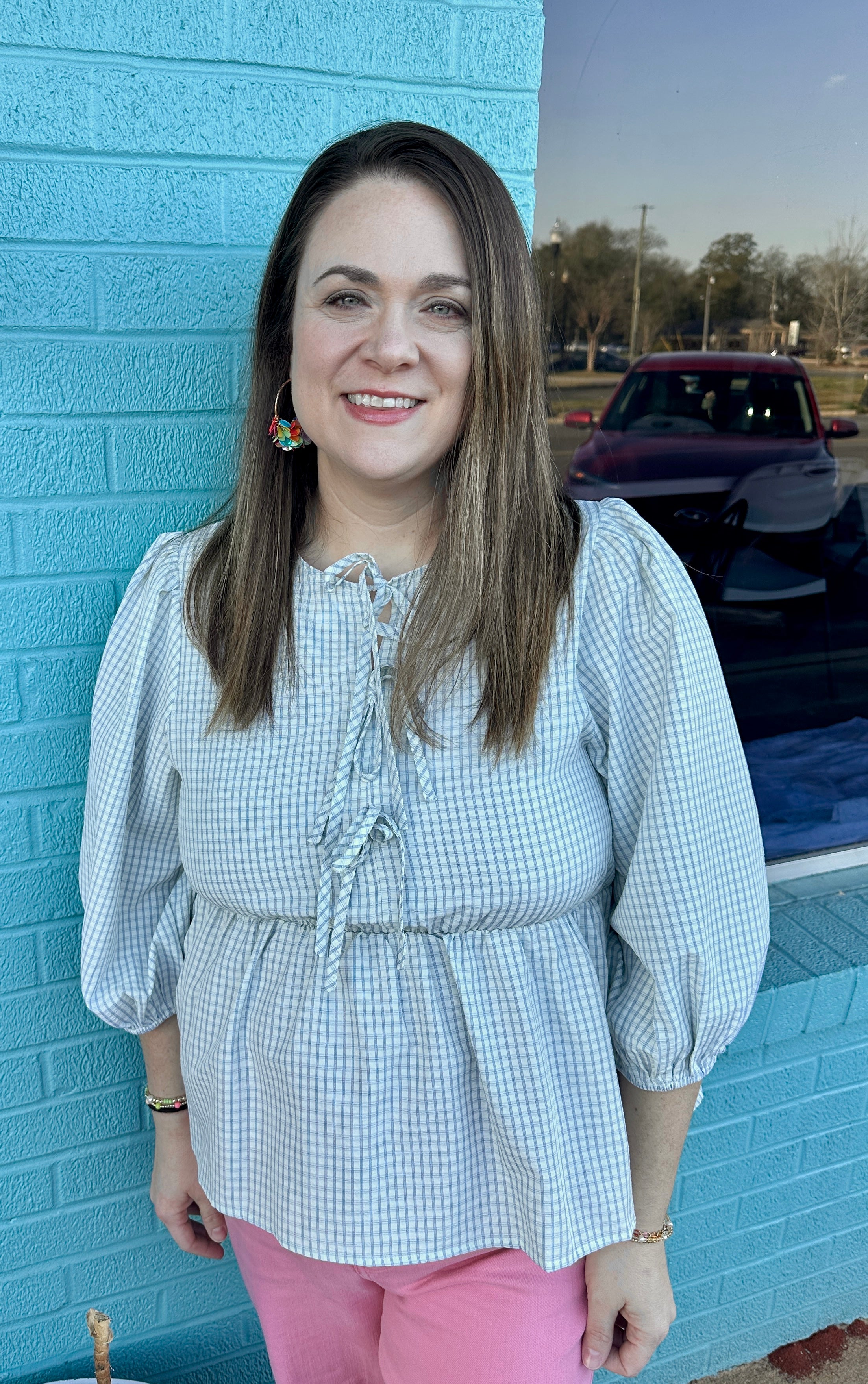 Plaid Peplum Blouse